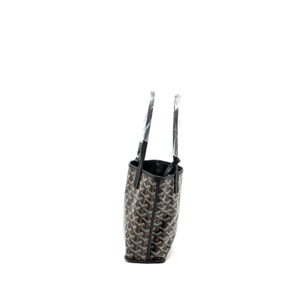 GOYARD ANJOU MINI TOTE BAG GOYARDLINE CANVAS / CALFSKIN BLACK SHW