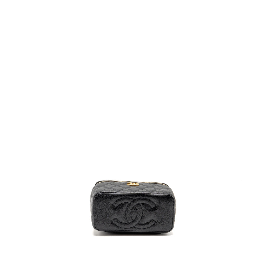 CHANEL COCO LOVE LONG VANITY WITH ADJUSTABLE CHAIN CAVIAR BLACK GHW (MICROCHIP)