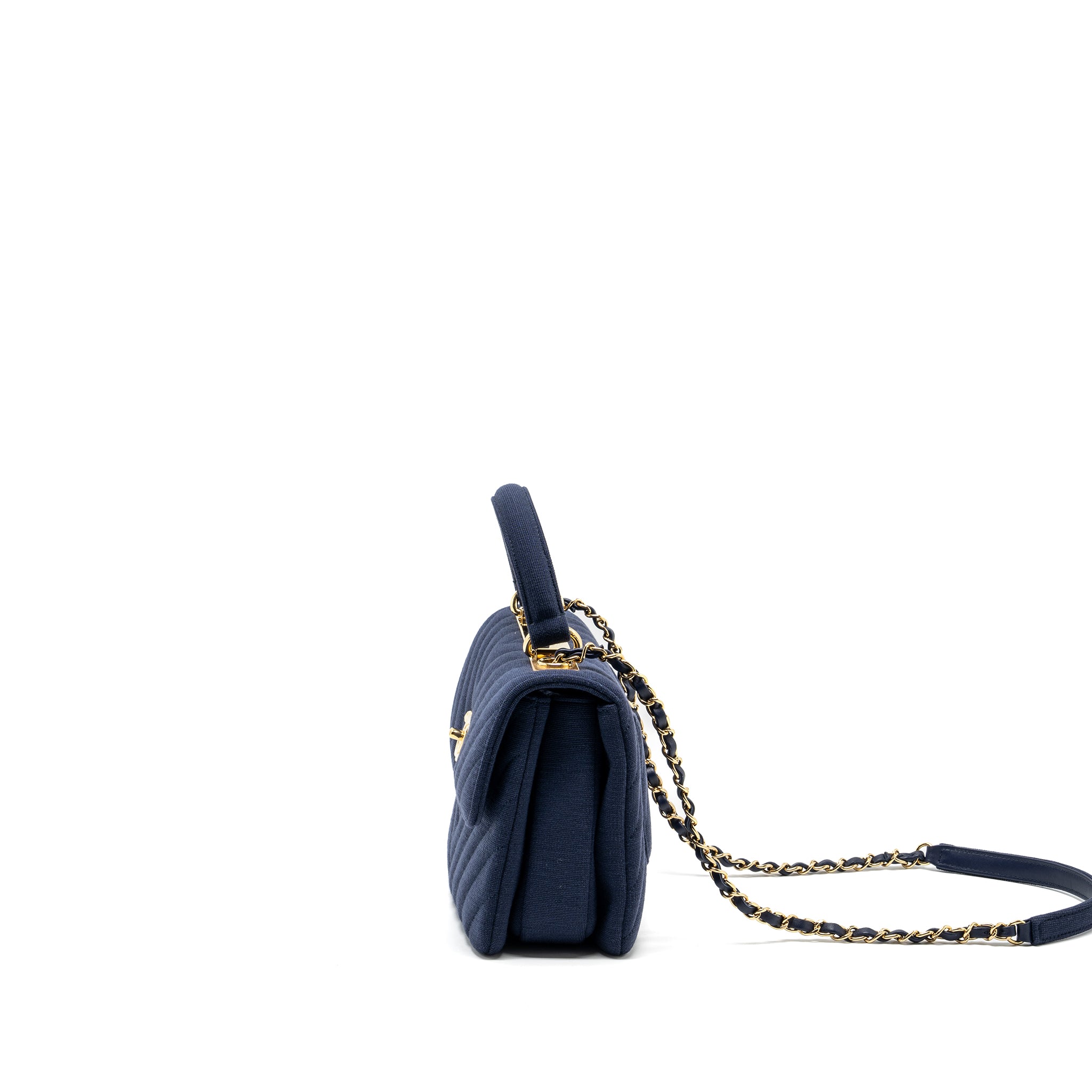 CHANEL SMALL CHEVRON TRENDY CC FABRIC NAVY GHW