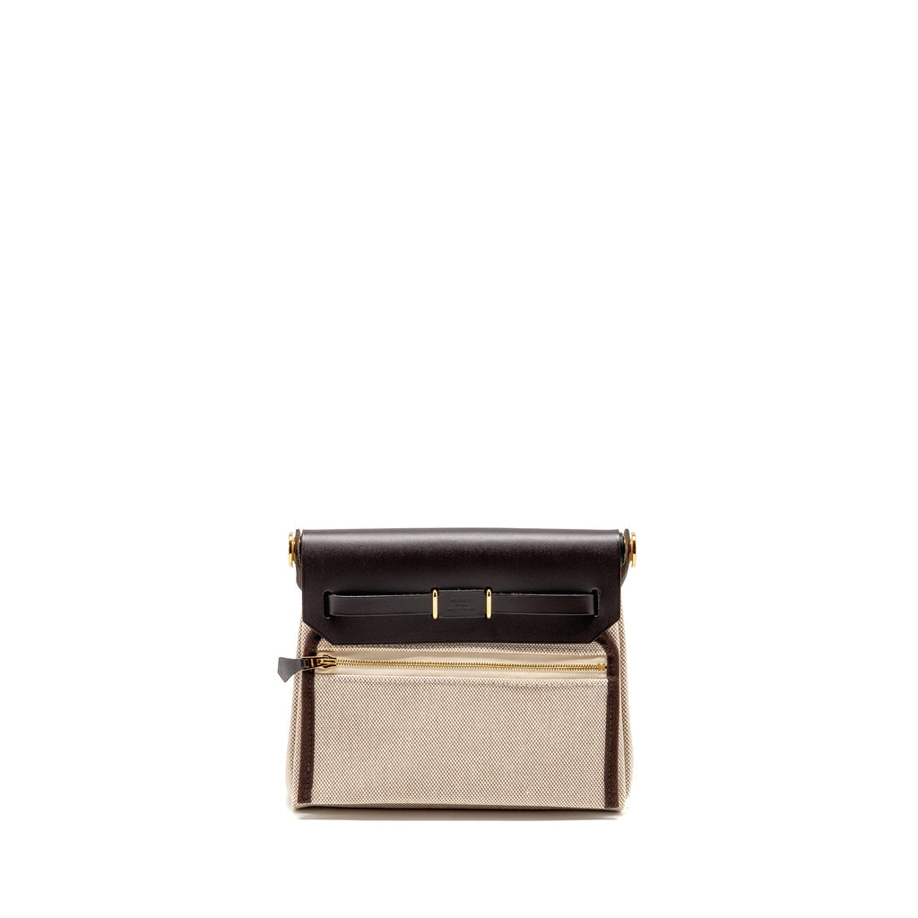 HERMES HERBAG MINI CANVAS / HUNTER LEATHER ECRU-BEIGE / EBENE GHW