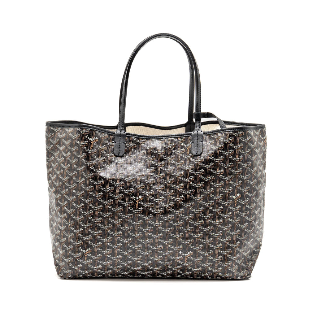 GOYARD SAINT LOUIS PM TOTE BAG GOYARDINE CANVAS/CALFSKIN BLACK
