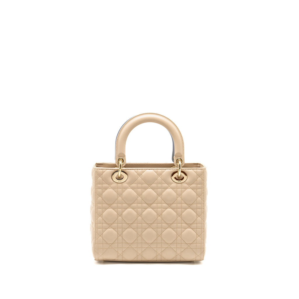 DIOR MEDIUM LADY DIOR LAMBSKIN BEIGE/BLUE LGHW