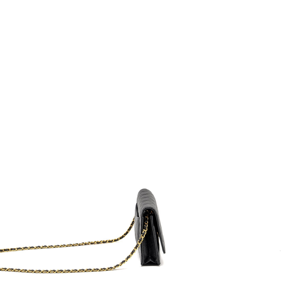CHANEL CLASSIC WALLET ON CHAIN CAVIAR BLACK GHW