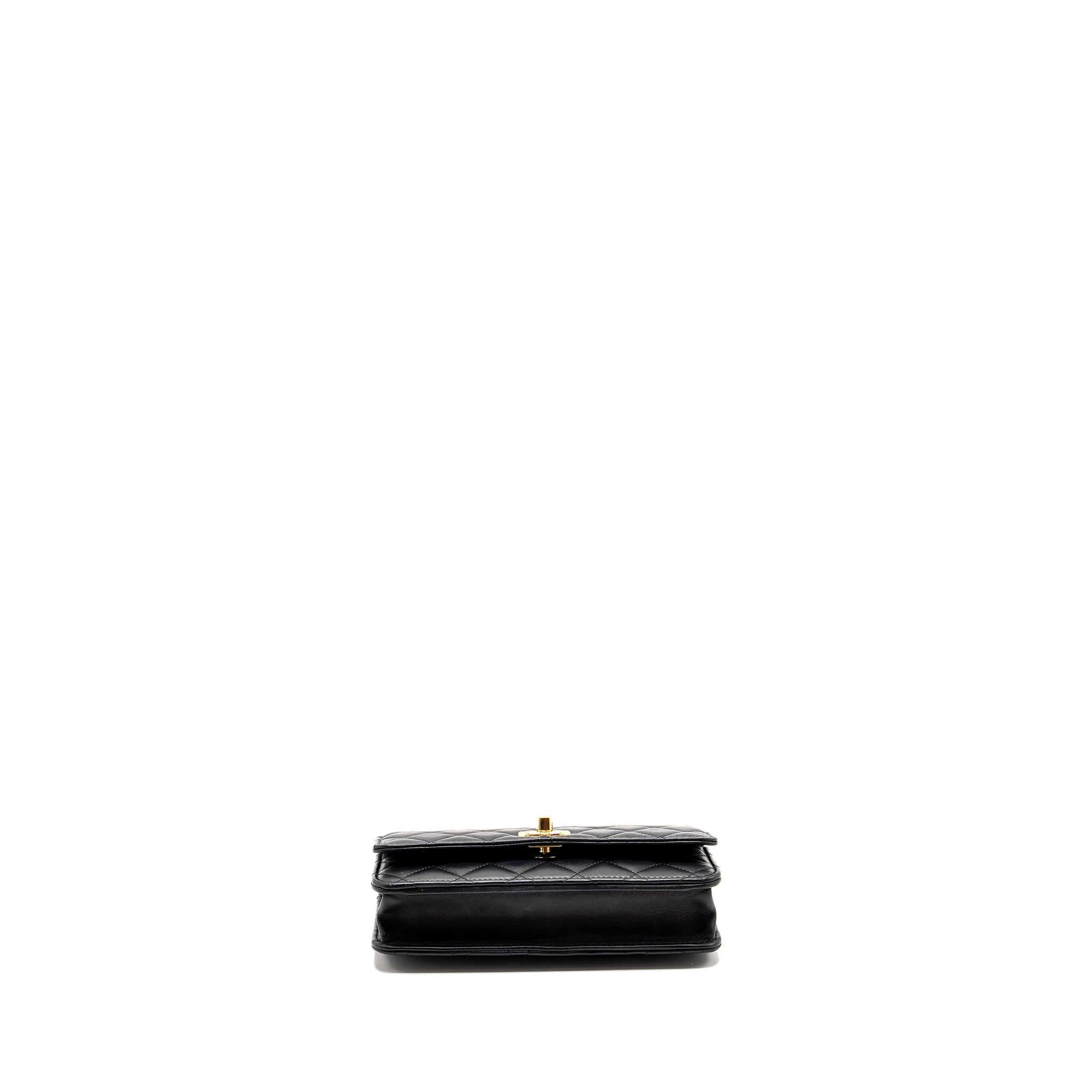 CHANEL TRENDY CC WALLET ON CHAIN LAMBSKIN BLACK LGHW (MICROCHIP)