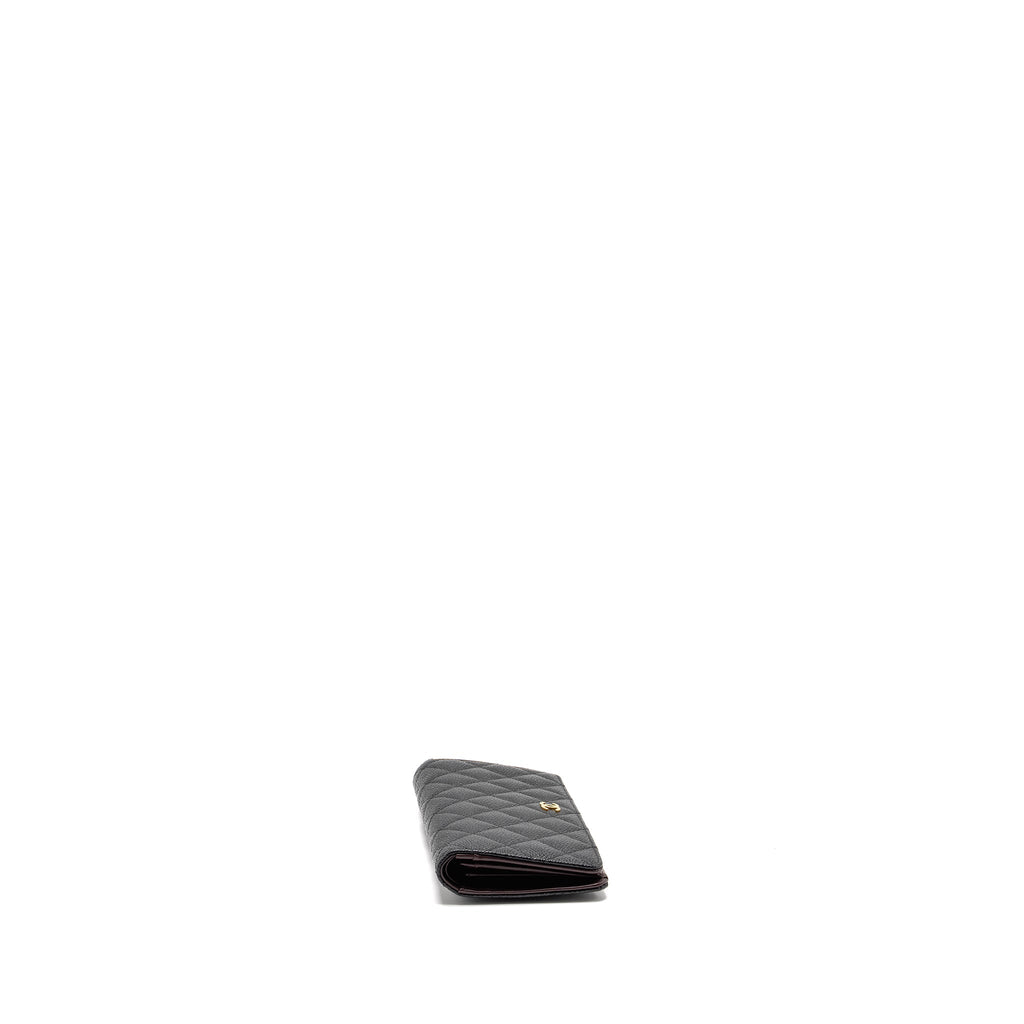 CHANEL COMPACT LONG WALLET CAVIAR BLACK GHW