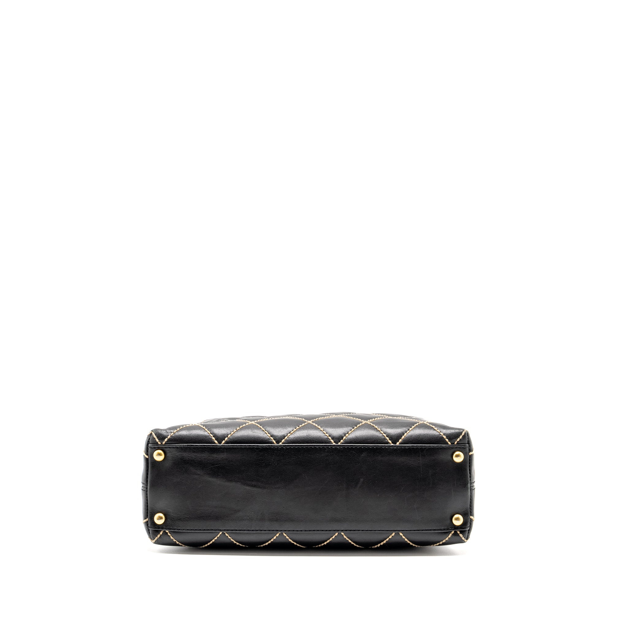 CHANEL VINTAGE WILD STITCH SHOULDER BAG CALFSKIN BLACK GHW