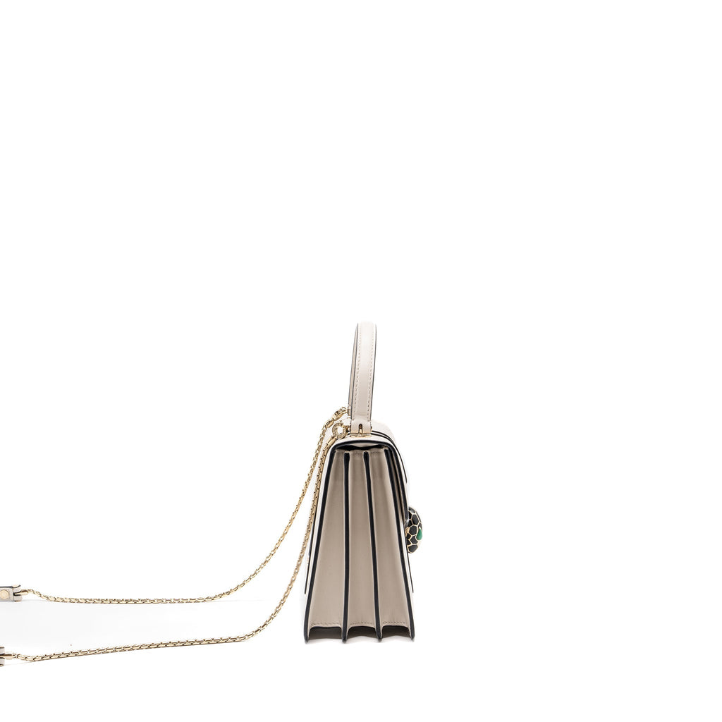 BVLGARI TOP HANDLE SERPENTI BAG CALFSKIN WHITE LGHW