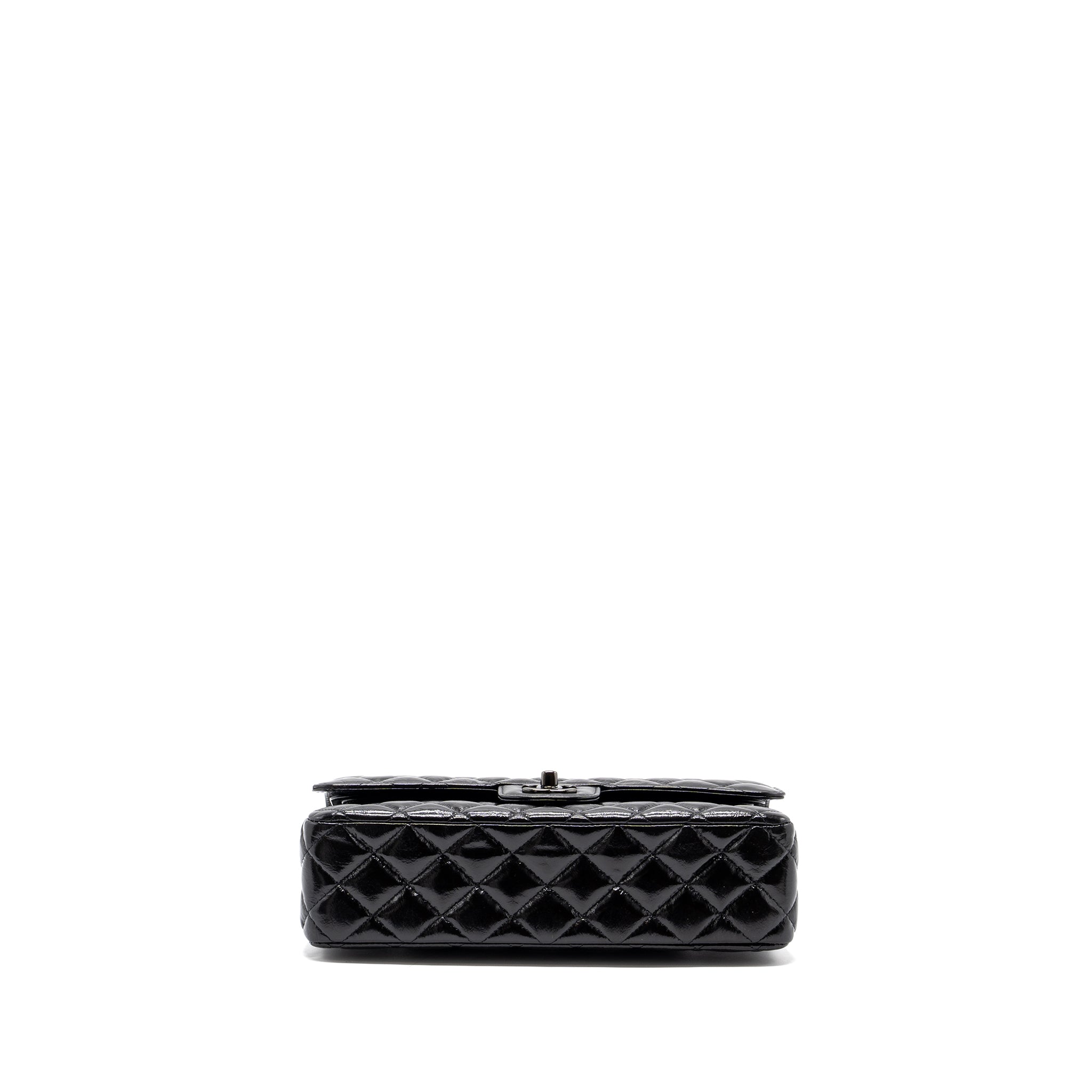 CHANEL MEDIUM CLASSIC DOUBLE FLAP BAG SHINY CALFSKIN SO BLACK