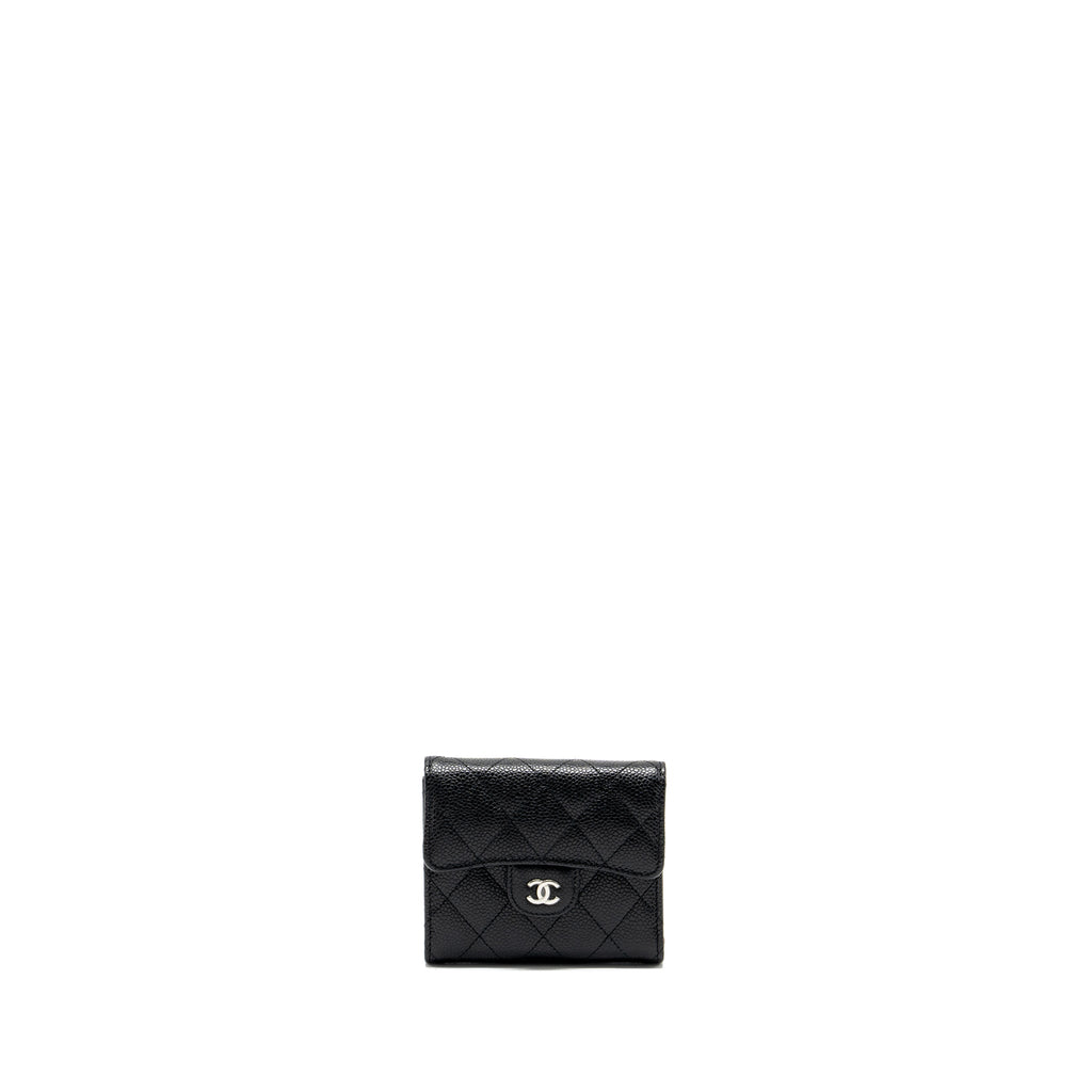 CHANEL SMALL CLASSIC FLAP WALLET CAVIAR BLACK SHW (MICROCHIP)