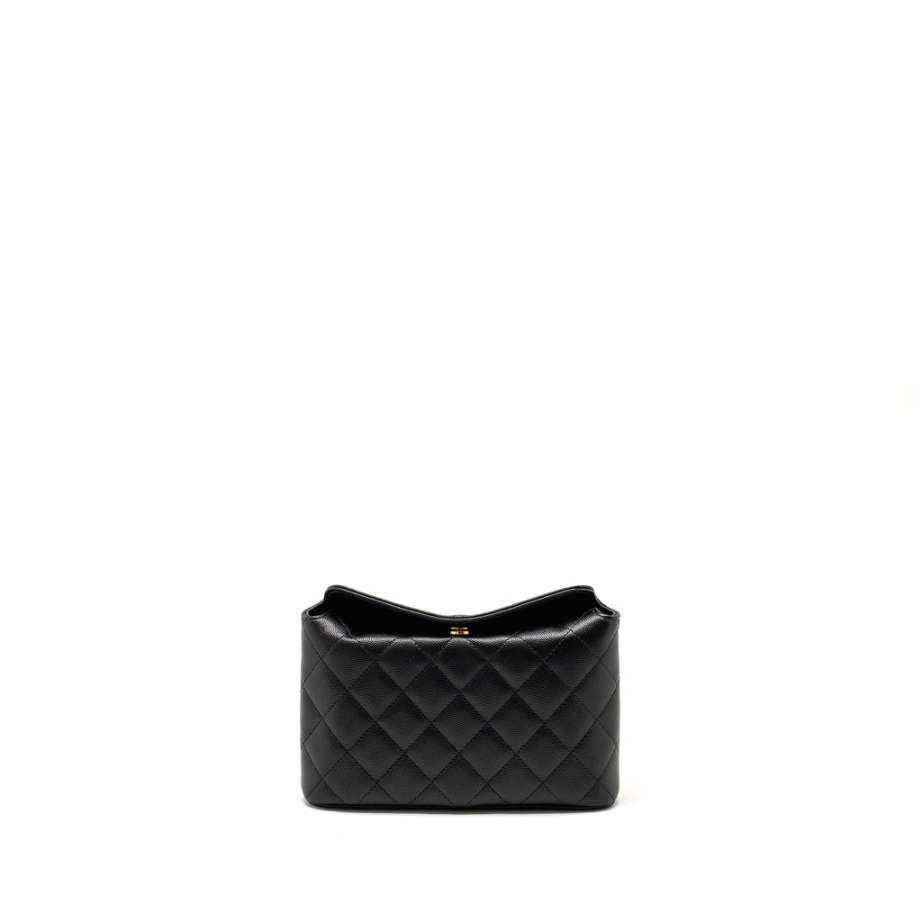 CHANEL FOLD FLAP VANITY CLUTCH WITH CHAIN CAVIAR BLACK GHW (MICROCHIP)