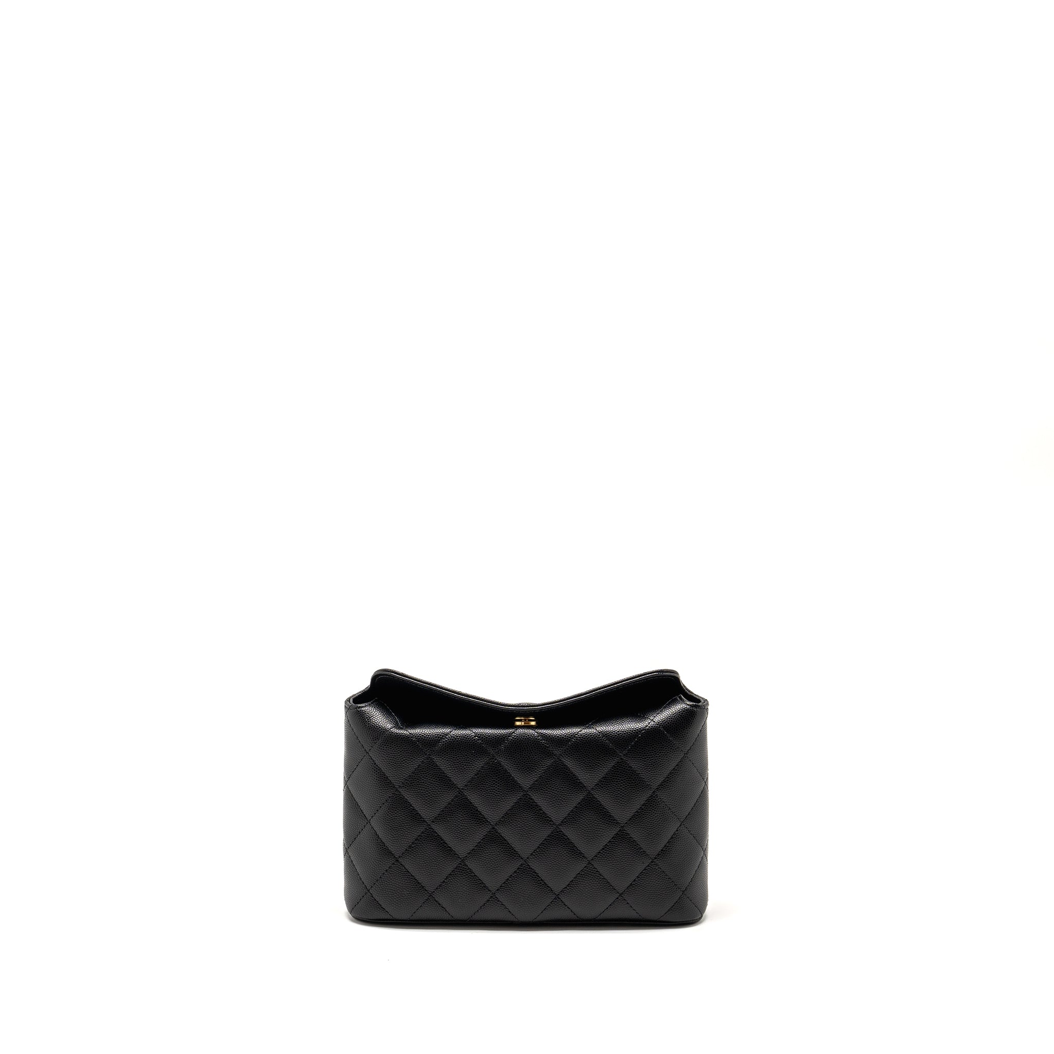 CHANEL FOLD FLAP VANITY CLUTCH WITH CHAIN CAVIAR BLACK GHW (MICROCHIP)
