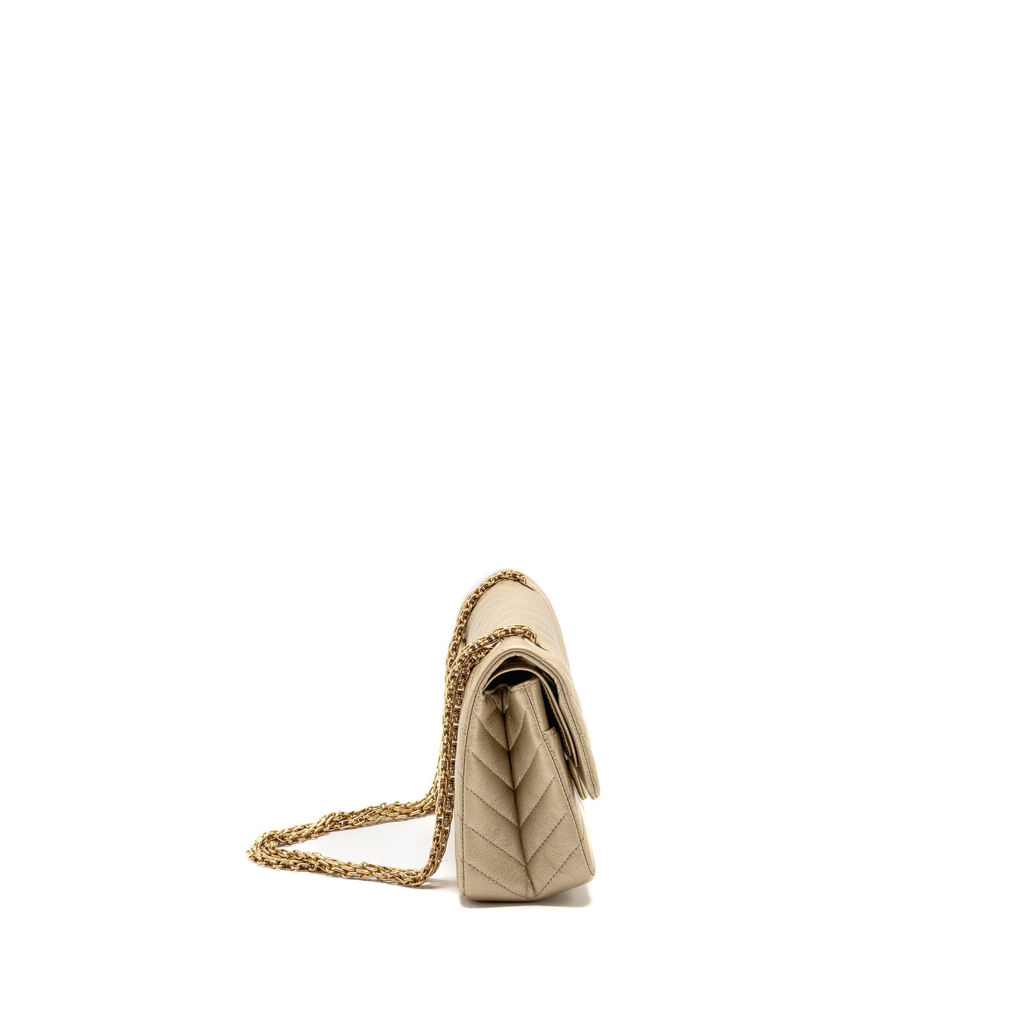 CHANEL SMALL 2.55 REISSUE CHEVRON FLAP BAG CALFSKIN GOLD GHW