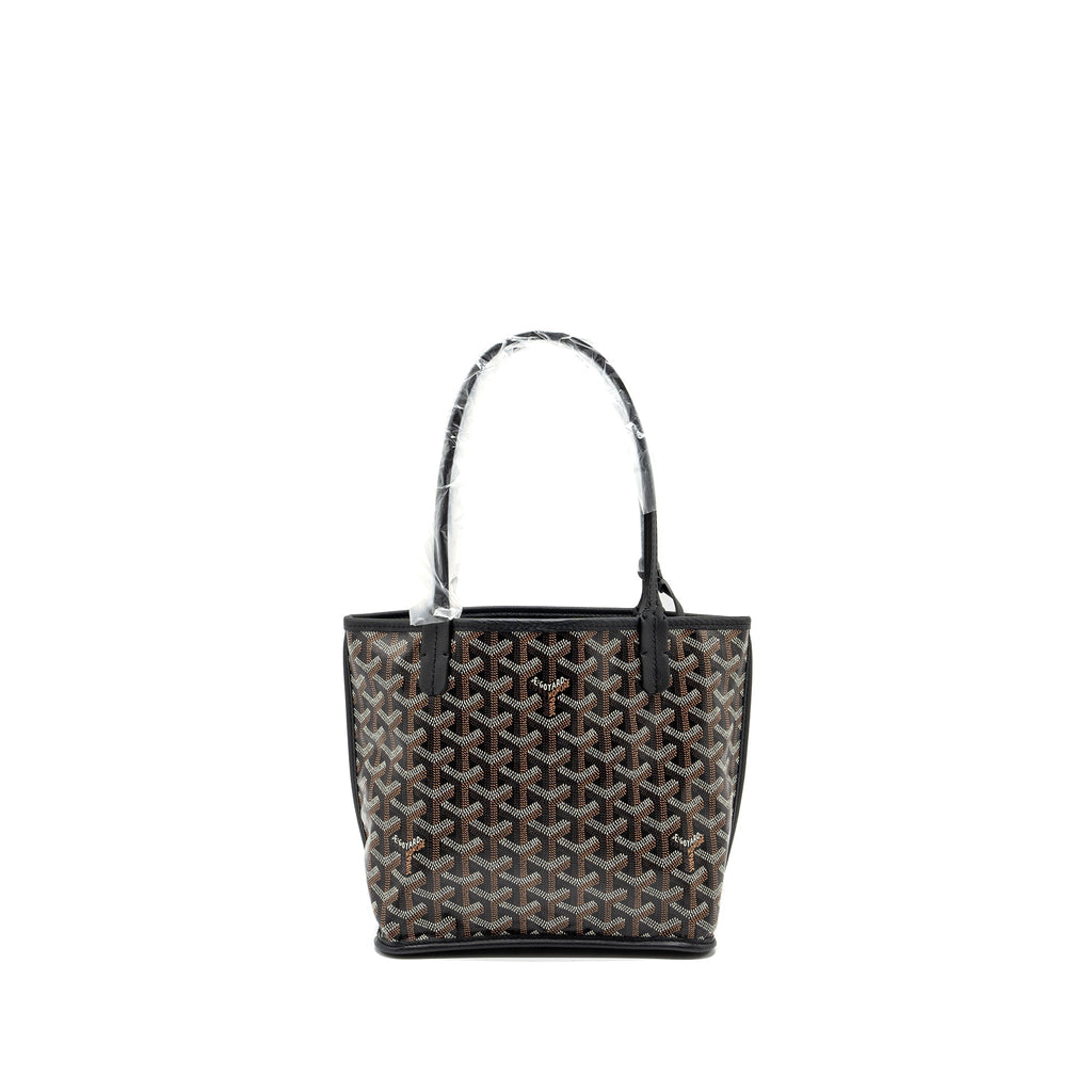 GOYARD ANJOU MINI TOTE BAG GOYARDLINE CANVAS / CALFSKIN BLACK SHW