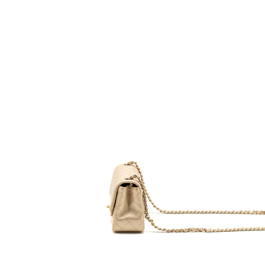 CHANEL MINI SQUARE FLAP BAG LAMBSKIN GOLD GHW