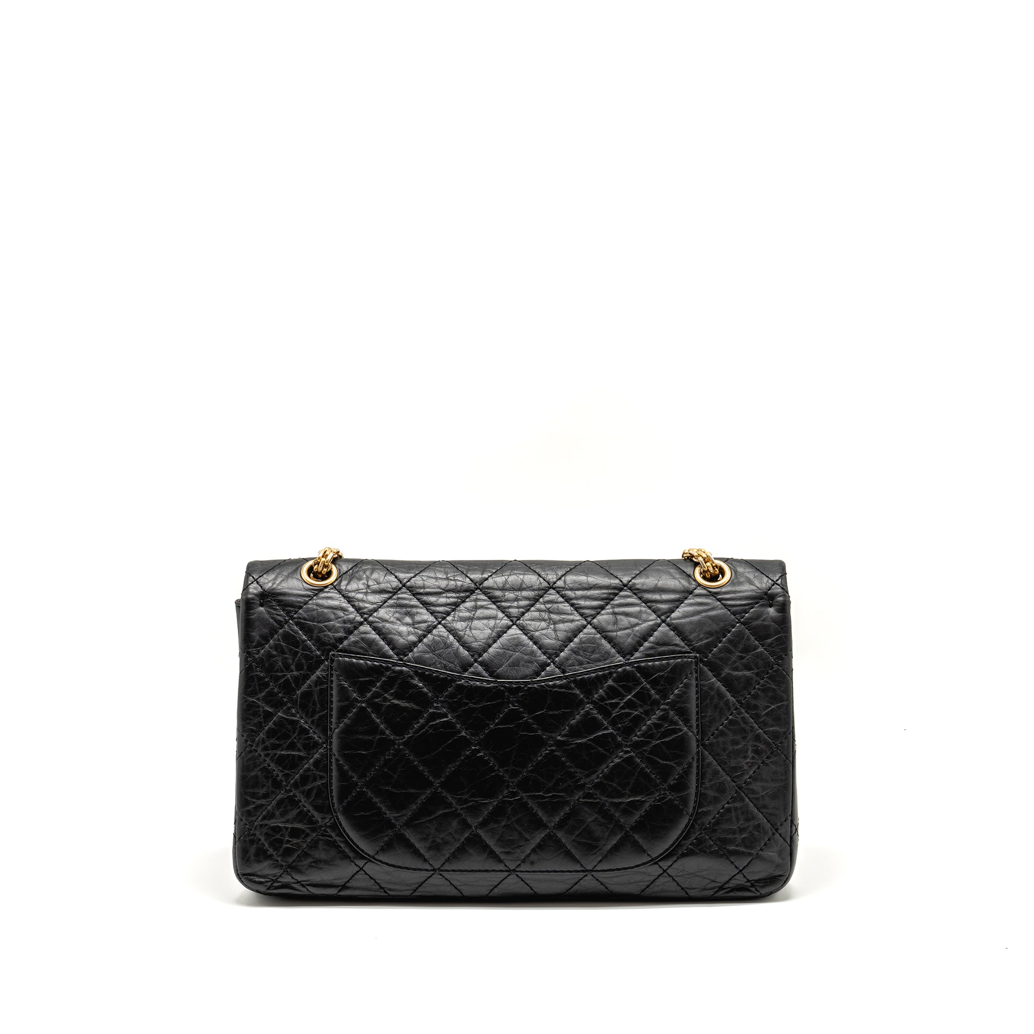 CHANEL MAXI 2.55 REISSUE DOUBLE FLAP BAG AGED CALFSKIN BLACK GHW