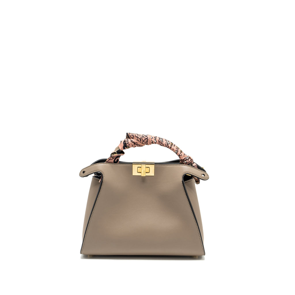 FENDI PEEKABOO HANDLE BAG CALFSKIN DOVE/BLACK GHW