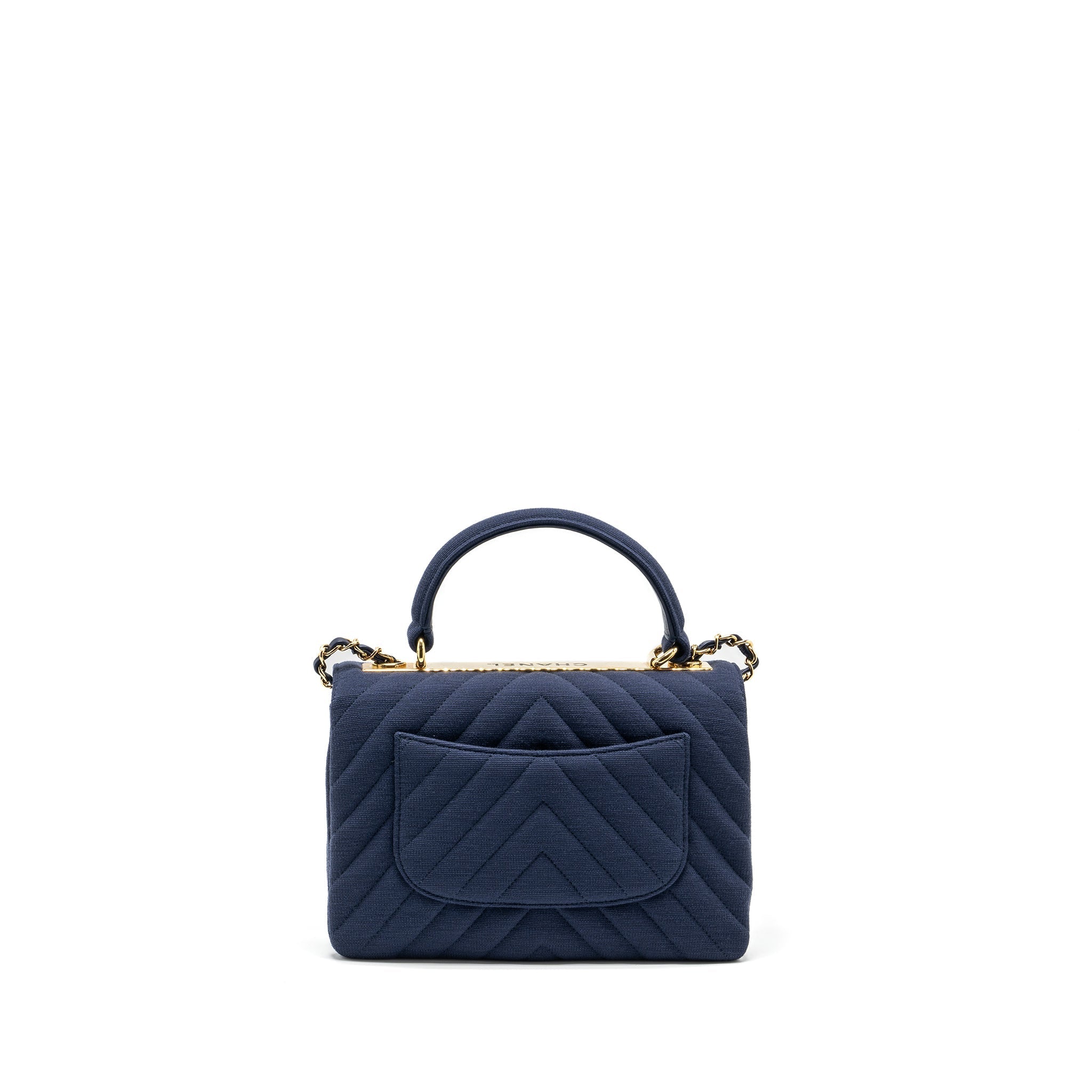 CHANEL SMALL CHEVRON TRENDY CC FABRIC NAVY GHW