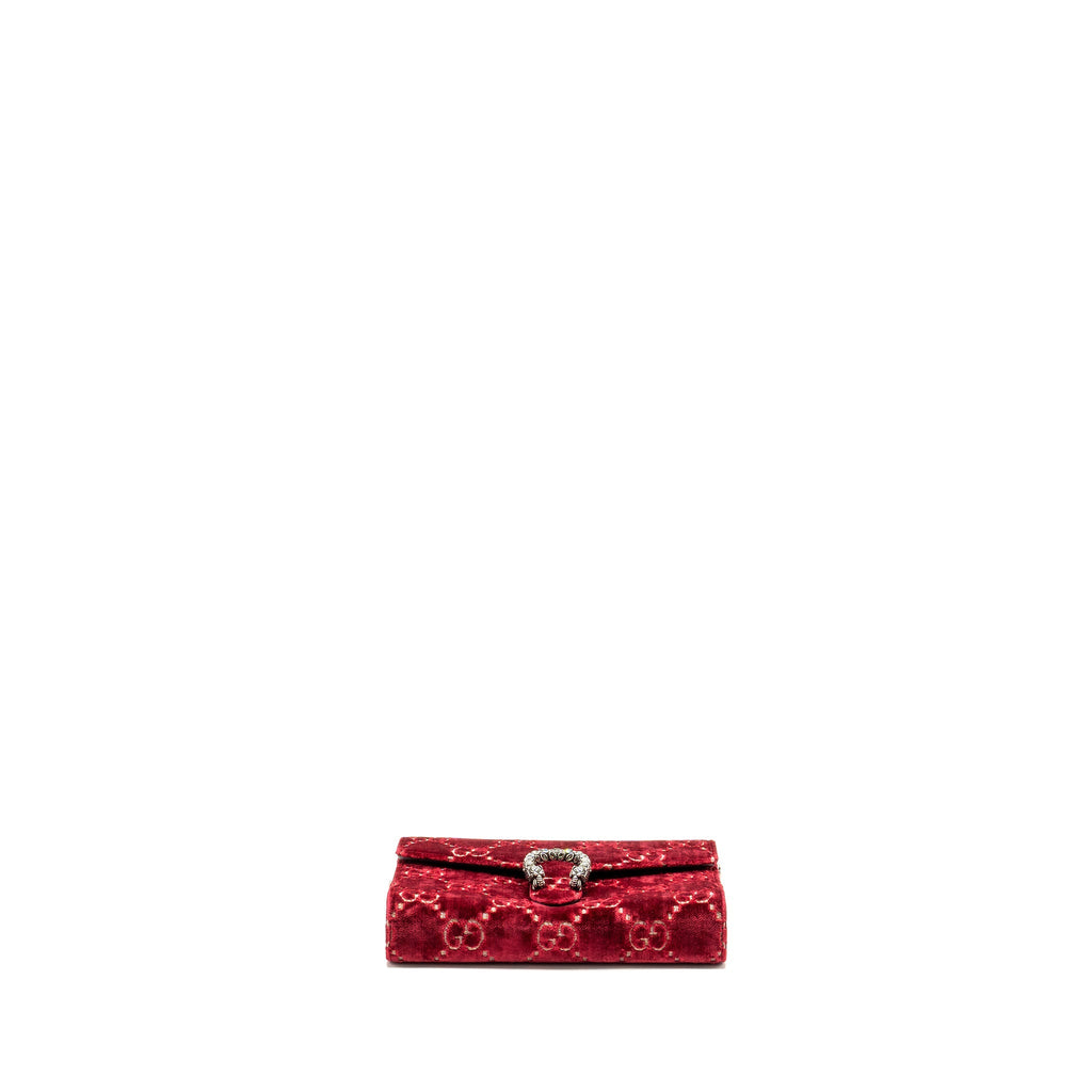 GUCCI DIONYSUS WALLET ON CHAIN VELVET RED SHW
