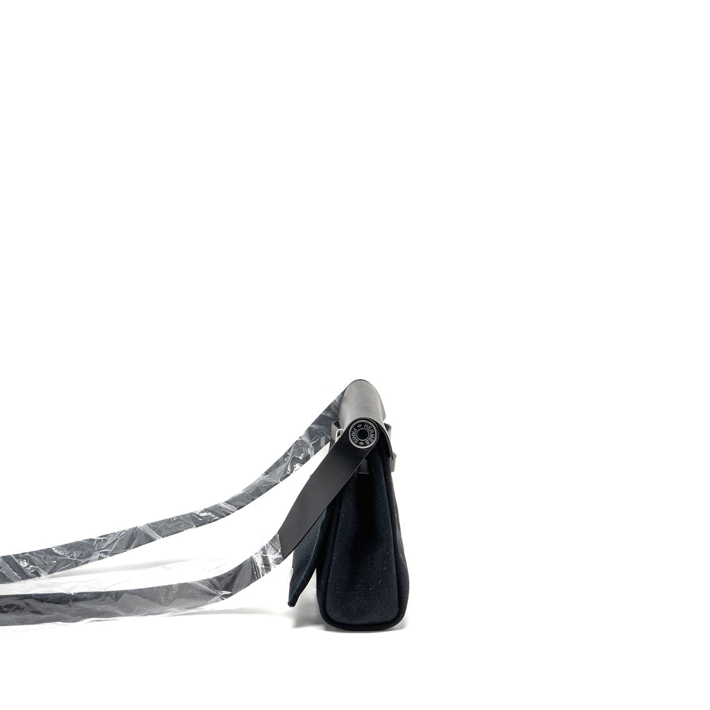 HERMES MINI HERBAG CANVAS / HUNTER LEATHER BLACK SHW