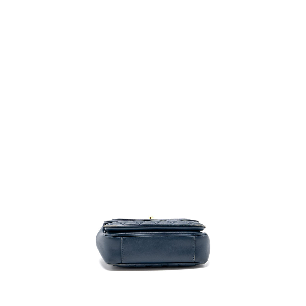 CHANEL QUILTED FLAP CROSSBODY BAG LAMBSKIN DARK BLUE LGHW