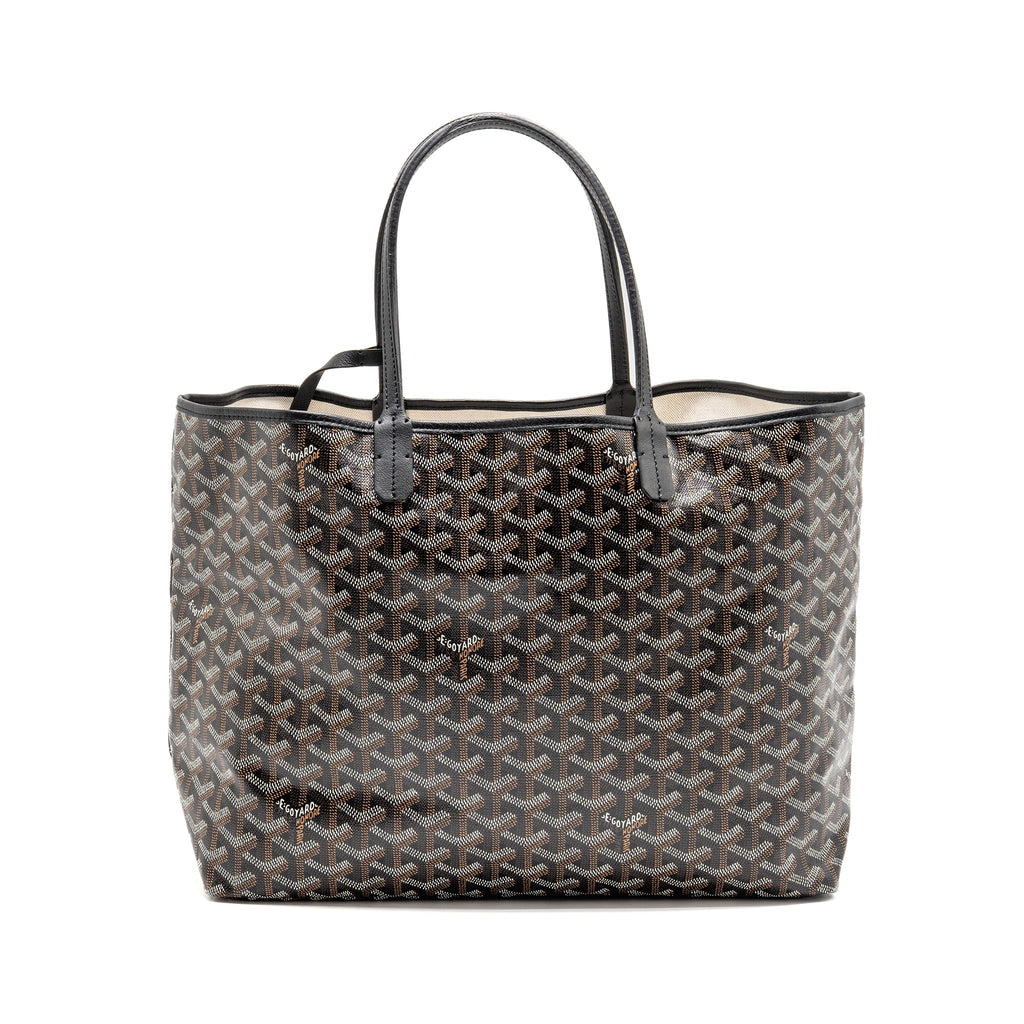 GOYARD SAINT LOUIS PM TOTE BAG GOYARDINE CANVAS/CALFSKIN BLACK