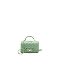 CHANEL TOP HANDLE MINI RECTANGULAR FLAP BAG LAMBSKIN LIGHT GREEN LGHW (MICROCHIP)