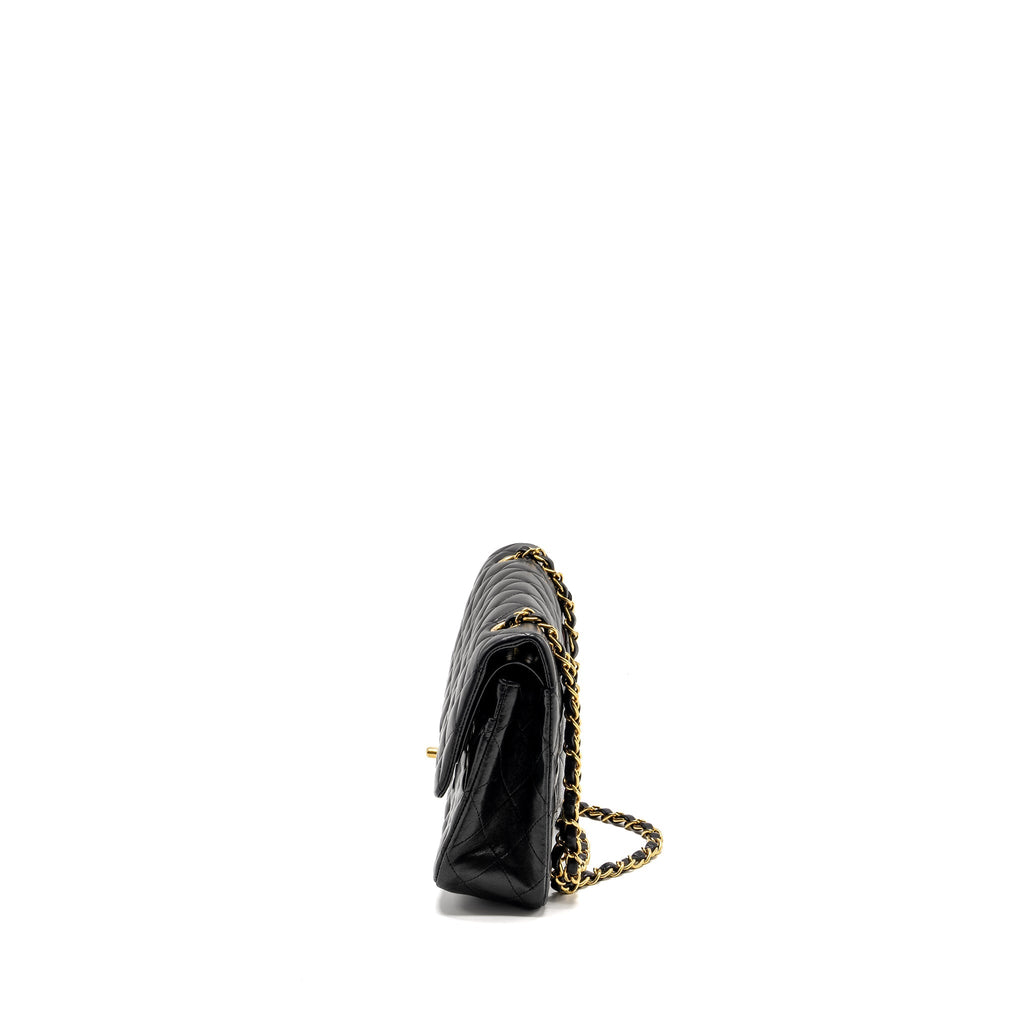 CHANEL MEDIUM CLASSIC DOUBLE FLAP BAG LAMBSKIN BLACK GHW