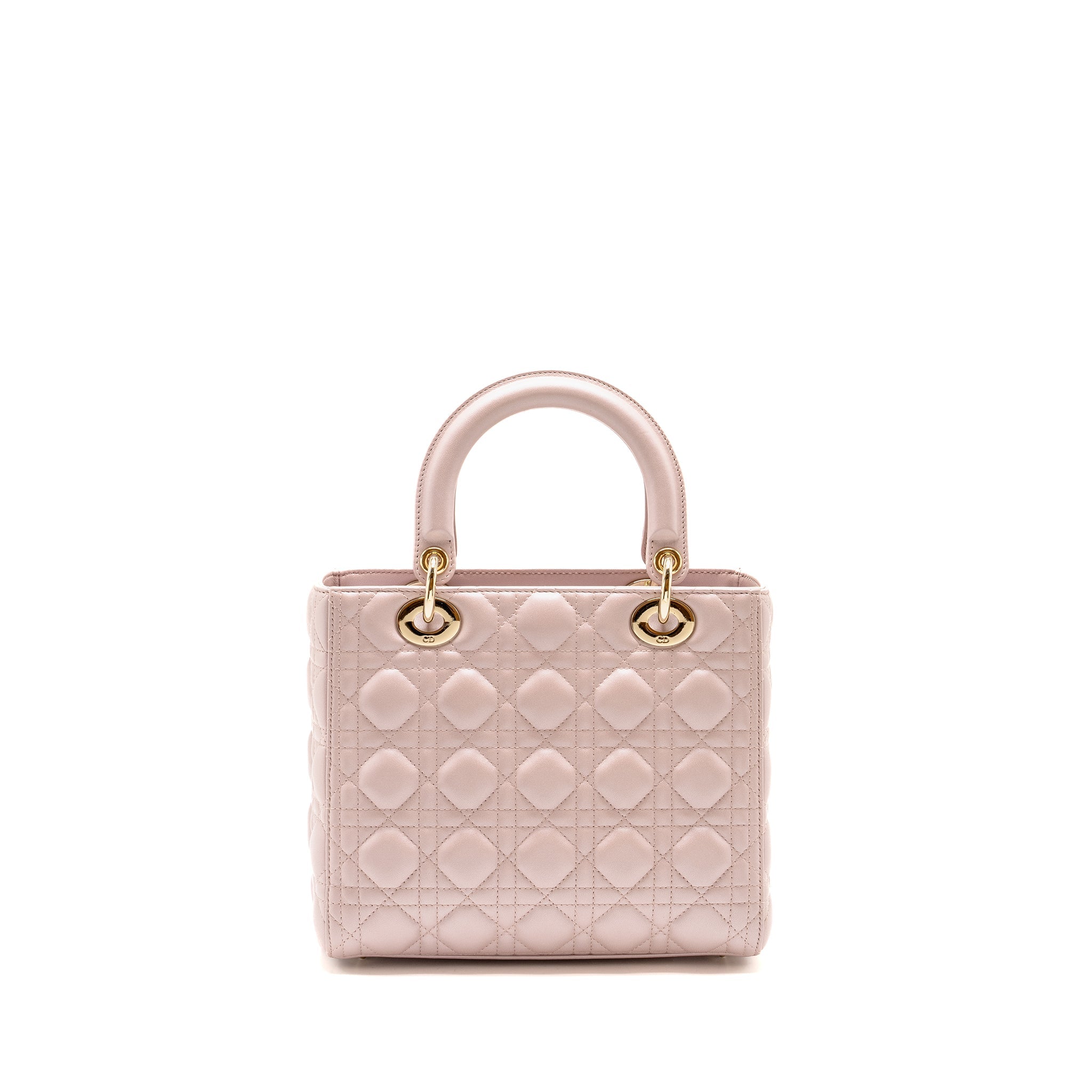 DIOR MEDIUM LADY DIOR LAMBSKIN IRIDESCENT PINK LGHW