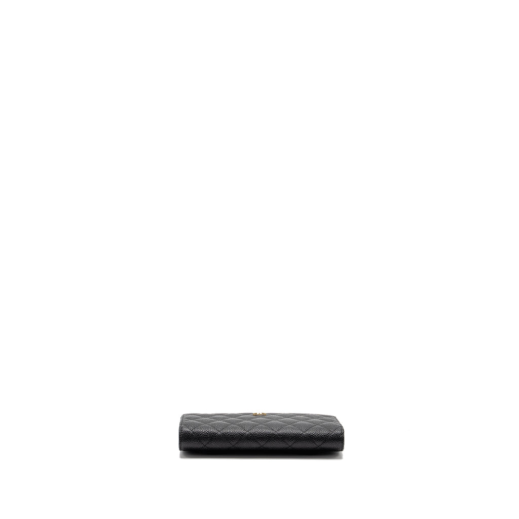 CHANEL COMPACT LONG WALLET CAVIAR BLACK GHW