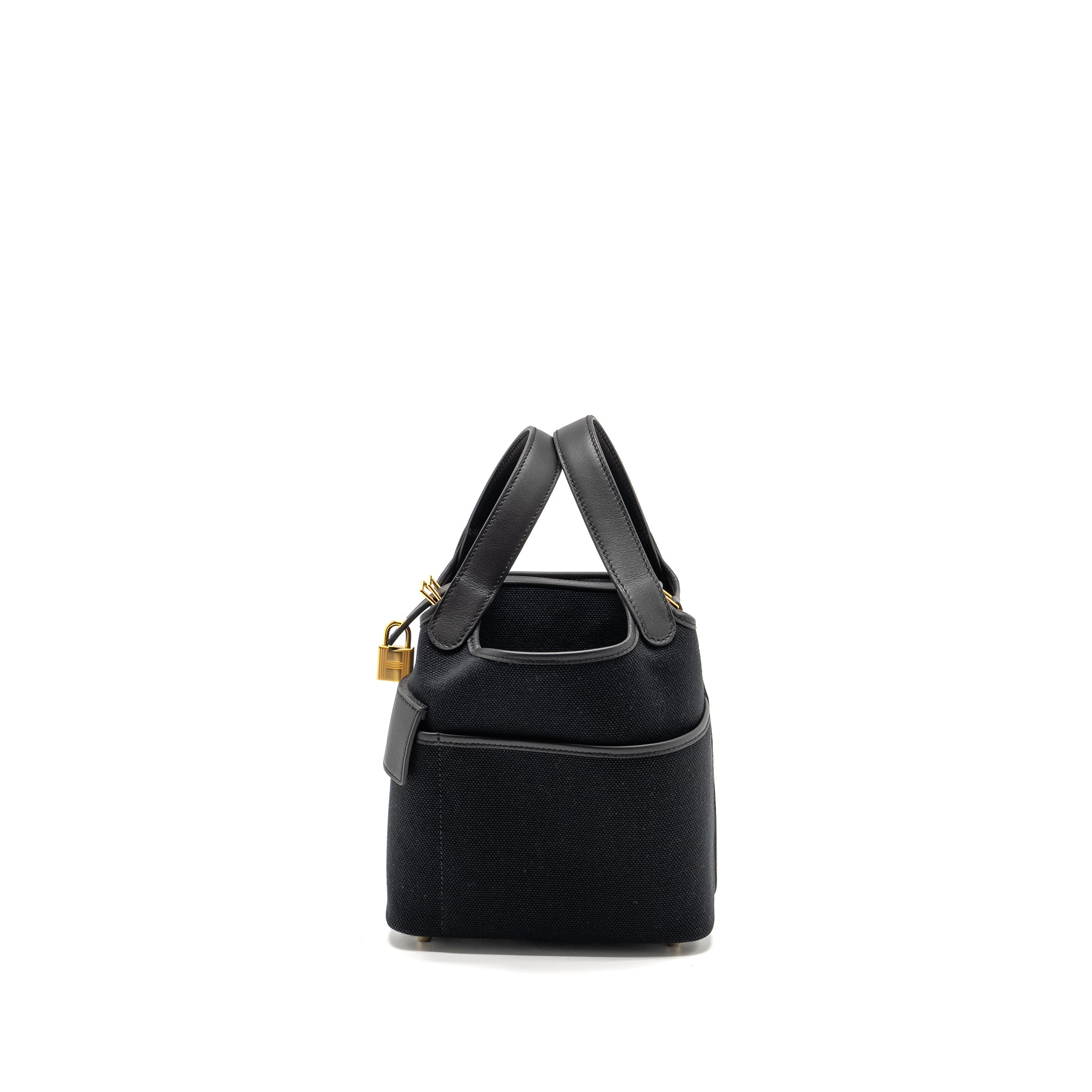 HERMES CARGO PICOTIN 18 LOCK BAG SWIFT / TOILE CANVAS BLACK GHW