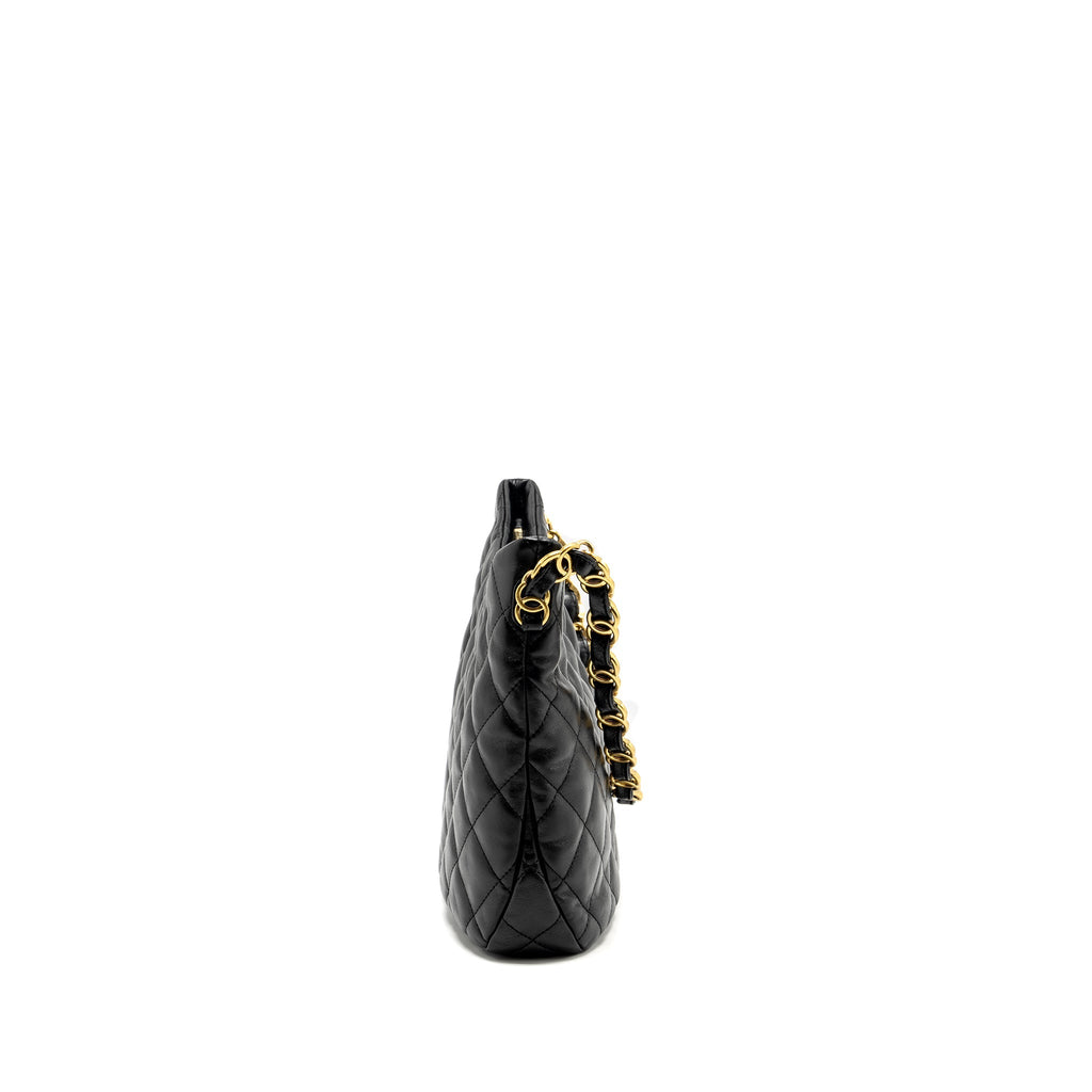 CHANEL 22K HOBO SHOULDER BAG LAMBSKIN BLACK GHW (MICROCHIP)