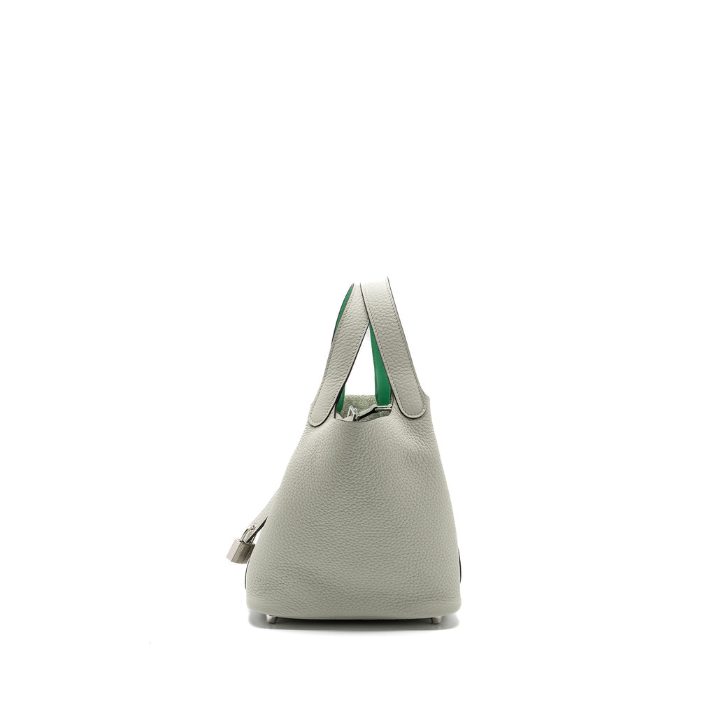 HERMES PICOTIN 18 LOCK BAG CLEMENCE / SWIFT GRIS NEVE/ VERT COMICS SHW