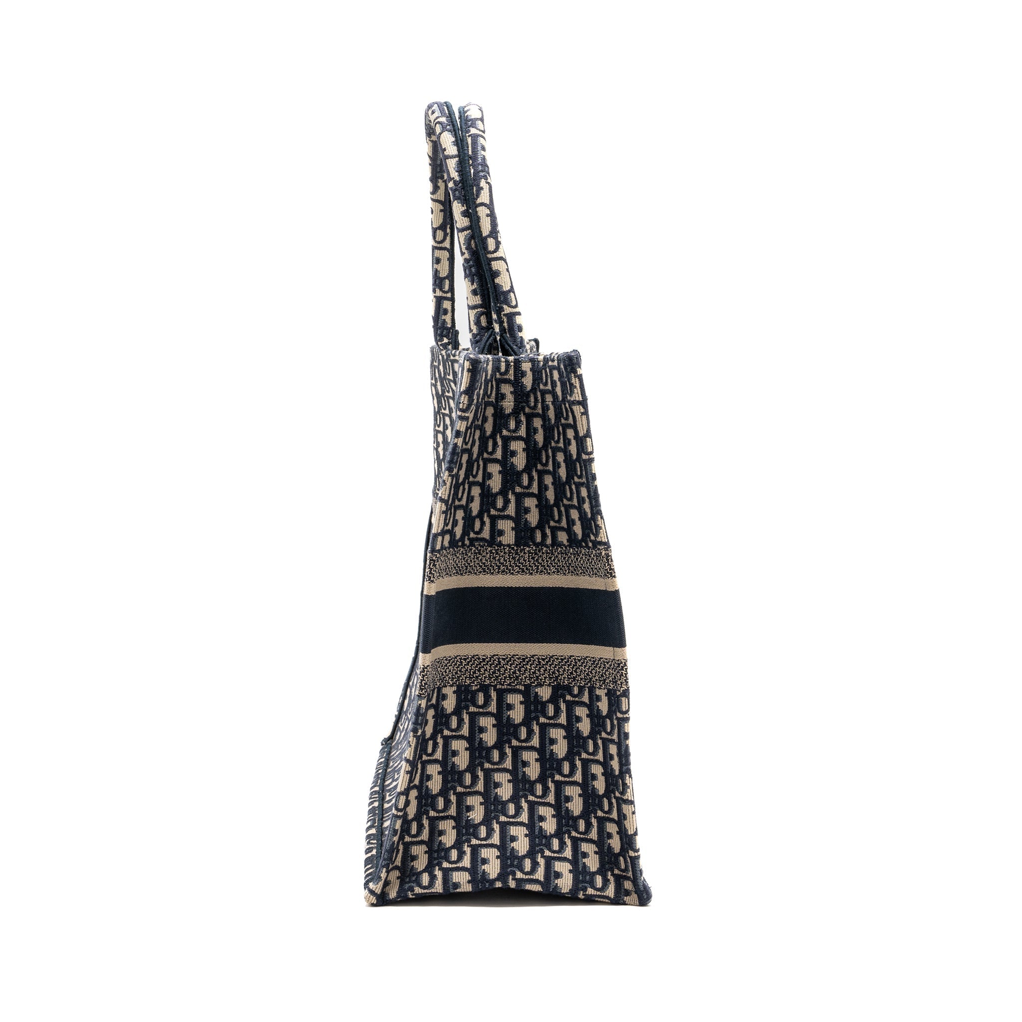 DIOR LARGE BOOK TOTE ECRU AND BLUE DIOR OBLIQUE EMBROIDERY
