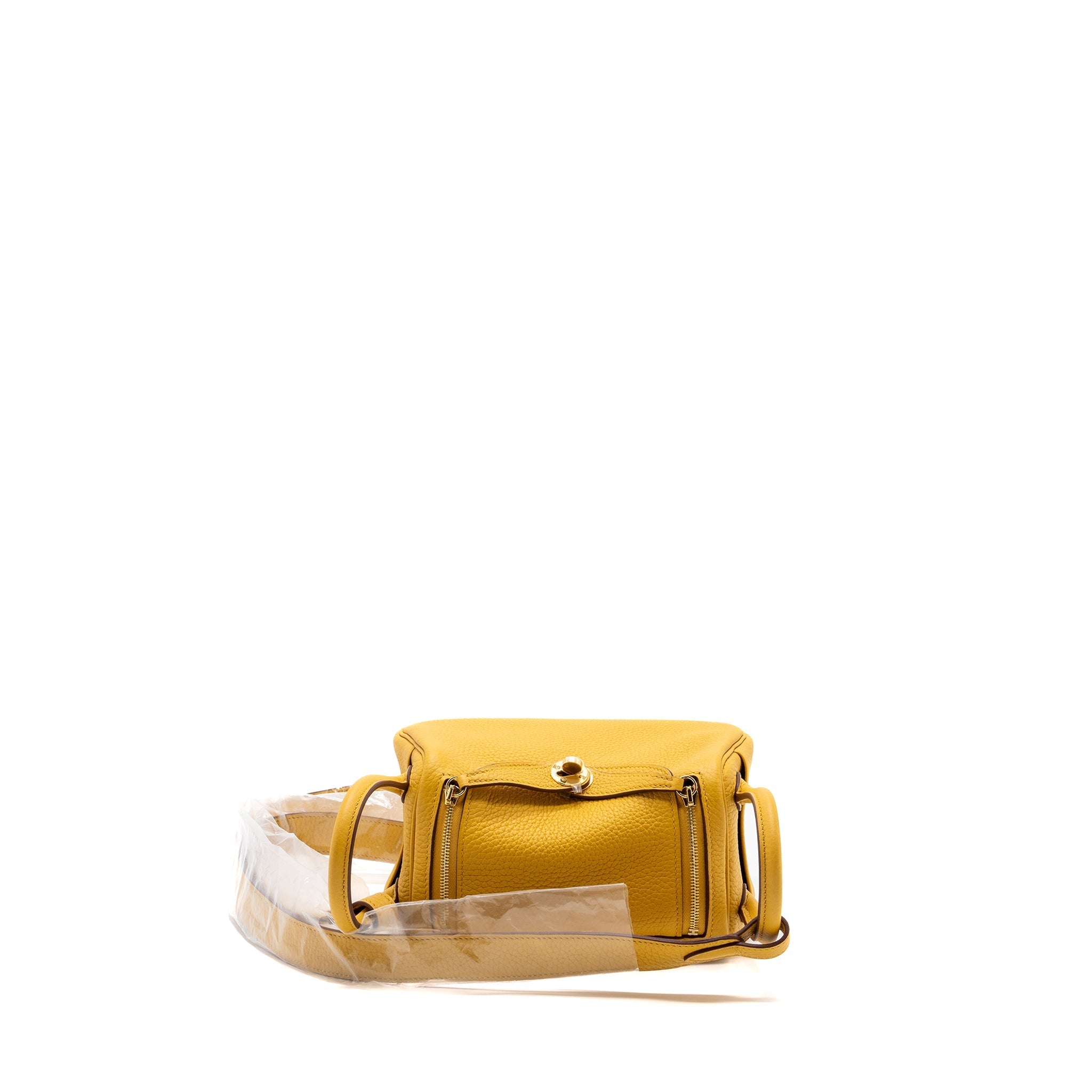 HERMES MINI LINDY CLEMENCE JAUNE AMBER GHW
