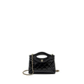 CHANEL 24S 31 MINI CLUTCH WITH CHAIN SHINY LAMBSKIN BLACK LGHW (MICROCHIP)