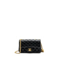 CHANEL 23S CAMELLIA ADJUSTABLE CHAIN MINI RECTANGULAR FLAP BAG LAMBSKIN BLACK GHW (MICROCHIP)