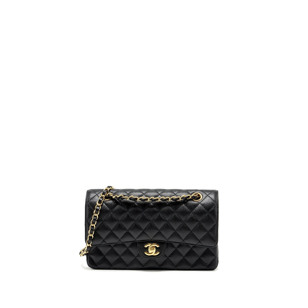 CHANEL MEDIUM CLASSIC DOUBLE FLAP BAG CAVIAR BLACK GHW
