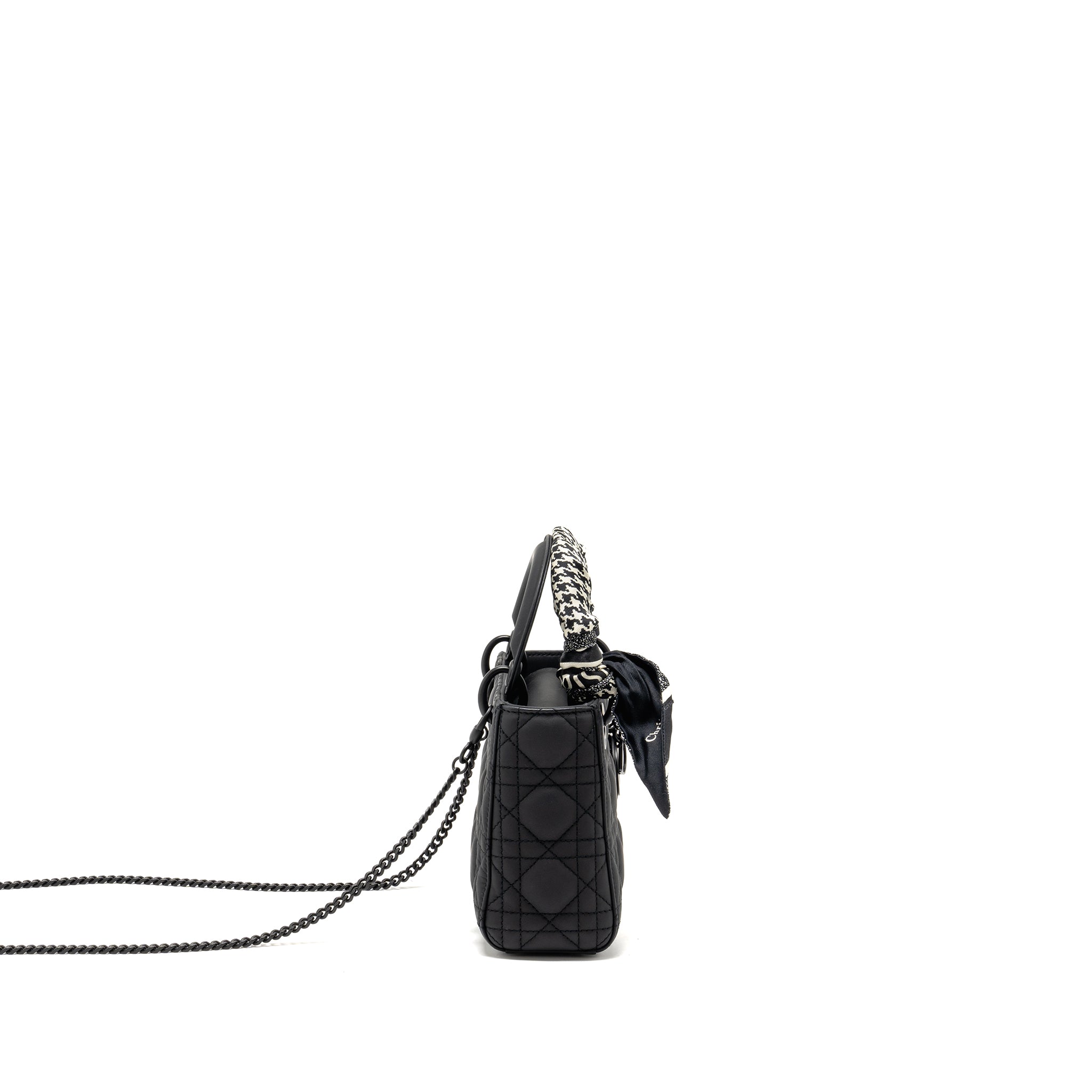 DIOR MINI LADY DIOR ULTRAMATTE CANNAGE CALFSKIN SO BLACK