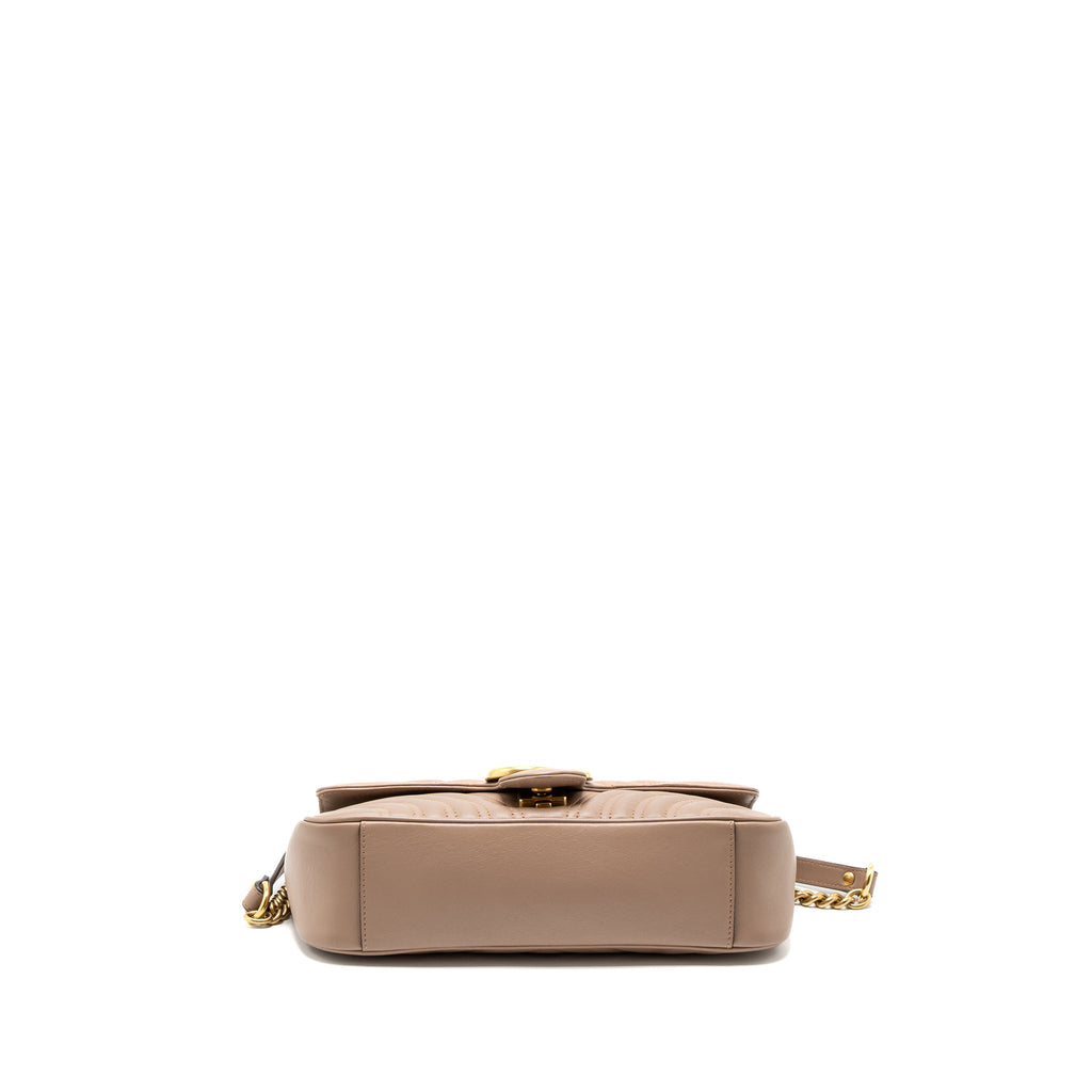 GUCCI SMALL GG MARMONT BAG CALFSKIN BEIGE BRUSHED GHW