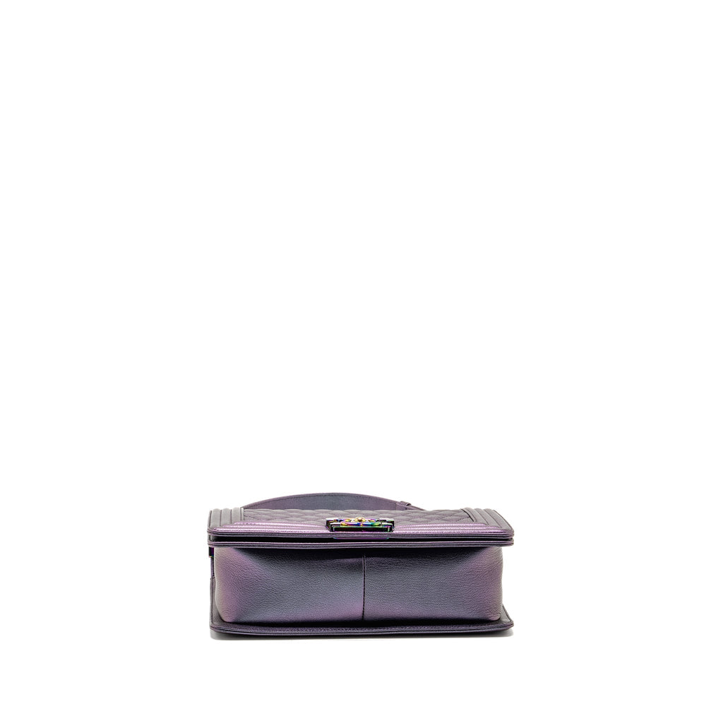 CHANEL MEDIUM BOY BAG GOATSKIN IRIDESCENT PURPLE MULTICOLOUR HARDWARE