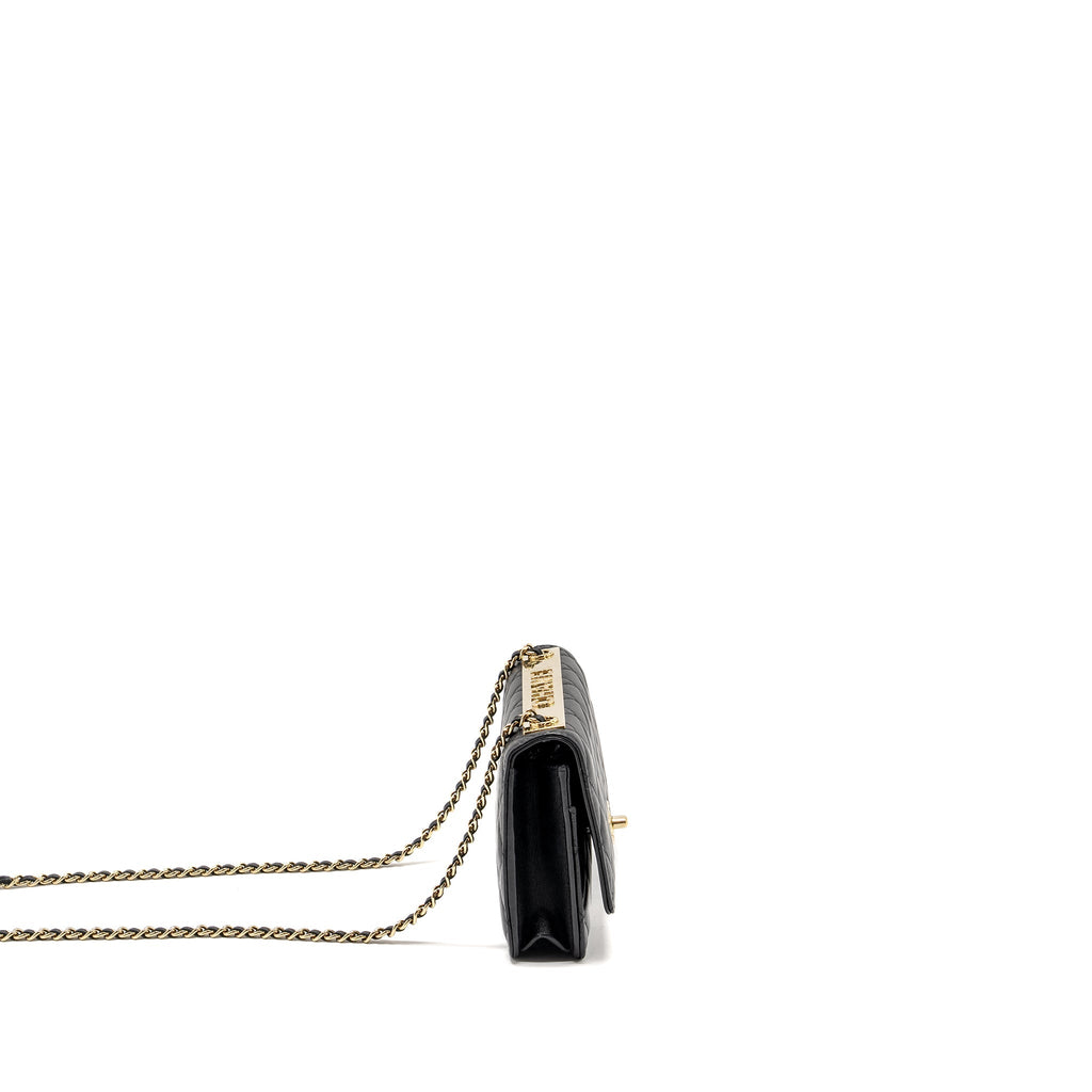 CHANEL TRENDY CC WALLET ON CHAIN LAMBSKIN BLACK LGHW (MICROCHIP)