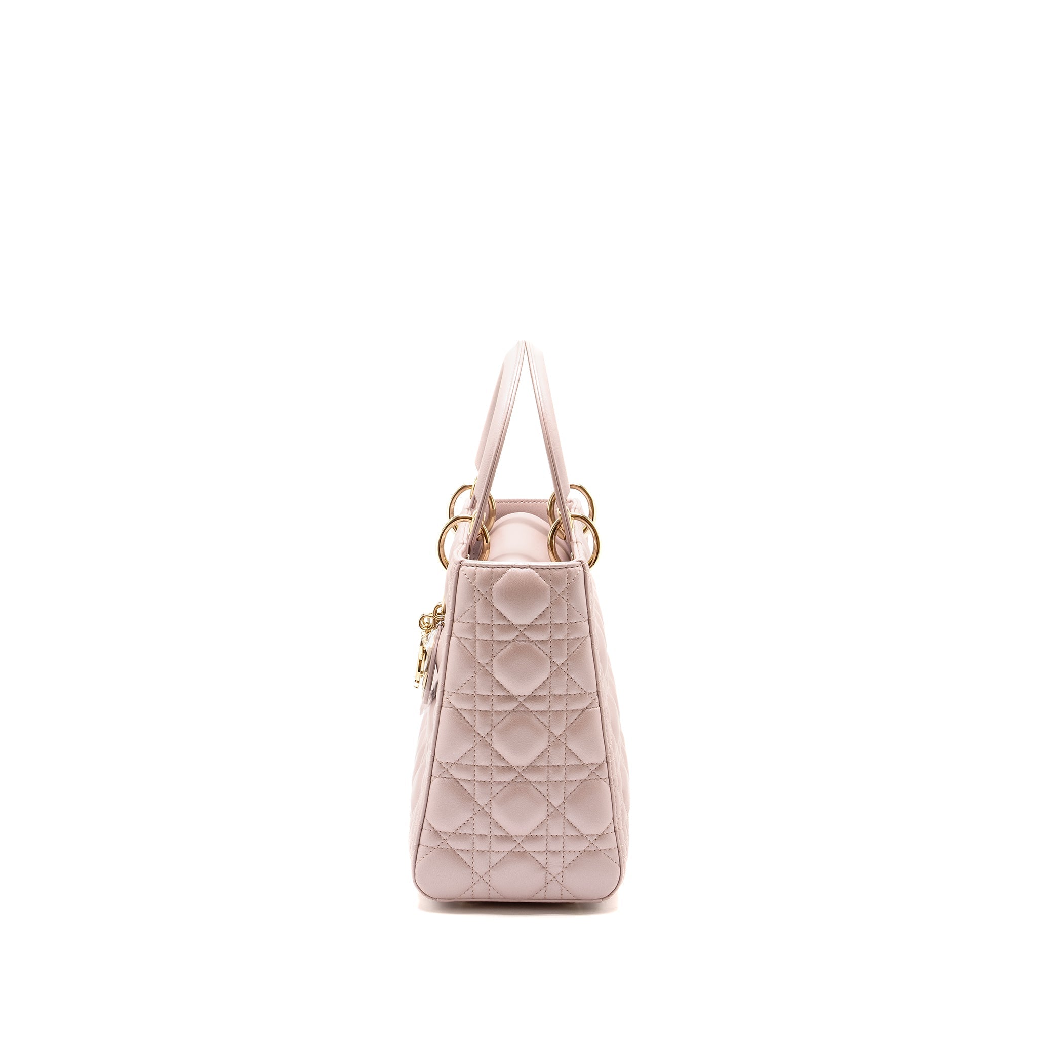 DIOR MEDIUM LADY DIOR LAMBSKIN IRIDESCENT PINK LGHW