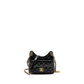 CHANEL 23C SMALL HOBO BAG SHINY CALFSKIN BLACK BRUSHED GHW(MICROCHIP)
