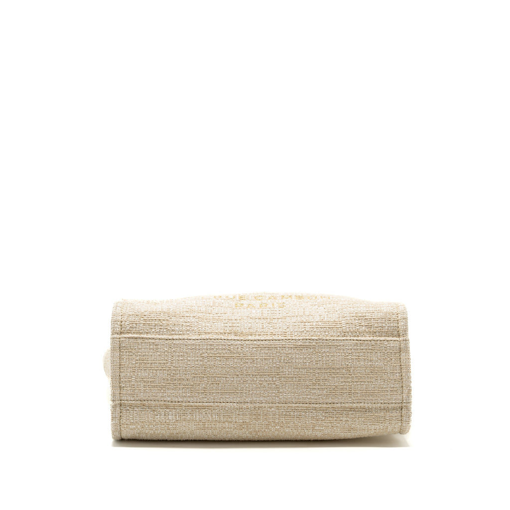 CHANEL DEAUVILLE BAG CANVAS/ LEATHER LIGHT BEIGE GHW