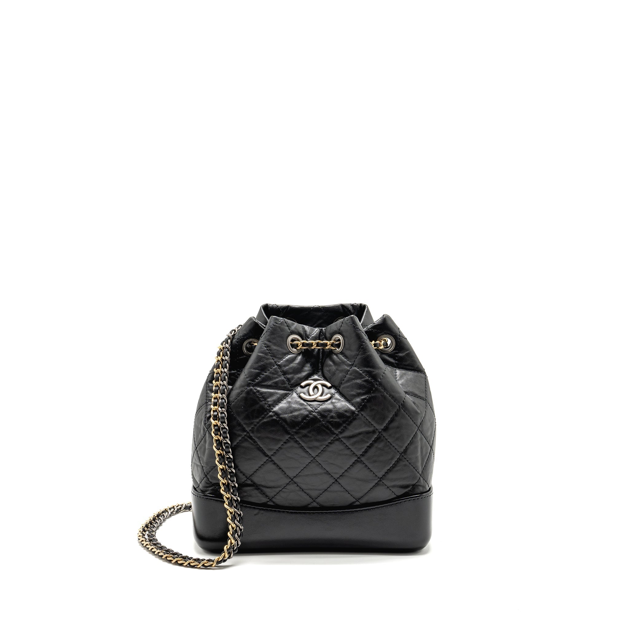 CHANEL SMALL GABRIELLE BACKPACK CALFSKIN BLACK MULTICOLOUR HARDWARE (MICROCHIP)