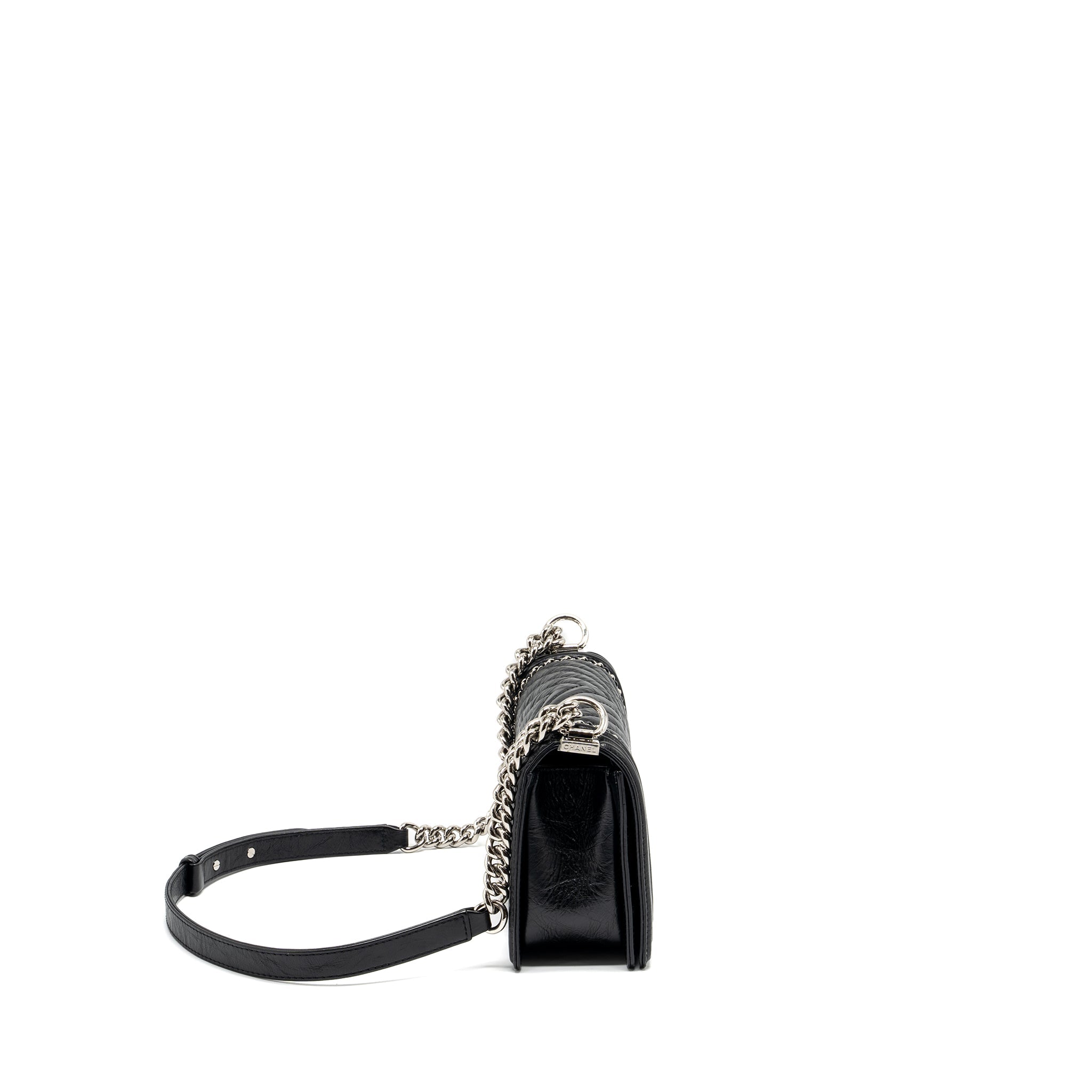 CHANEL MEDIUM CHEVRON BOY BAG LIMITED EDITION CALFSKIN BLACK SHW