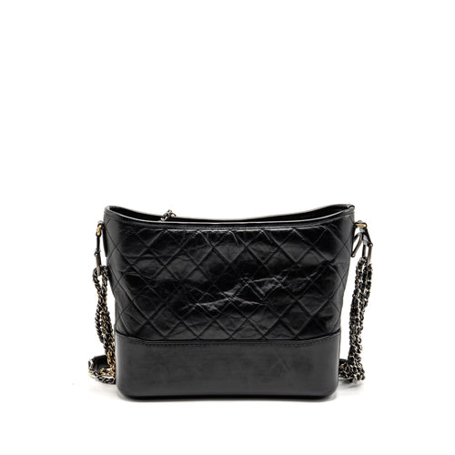 CHANEL GABRIELLE HOBO BAG AGED CALFSKIN BLACK MULTICOLOUR HARDWARE