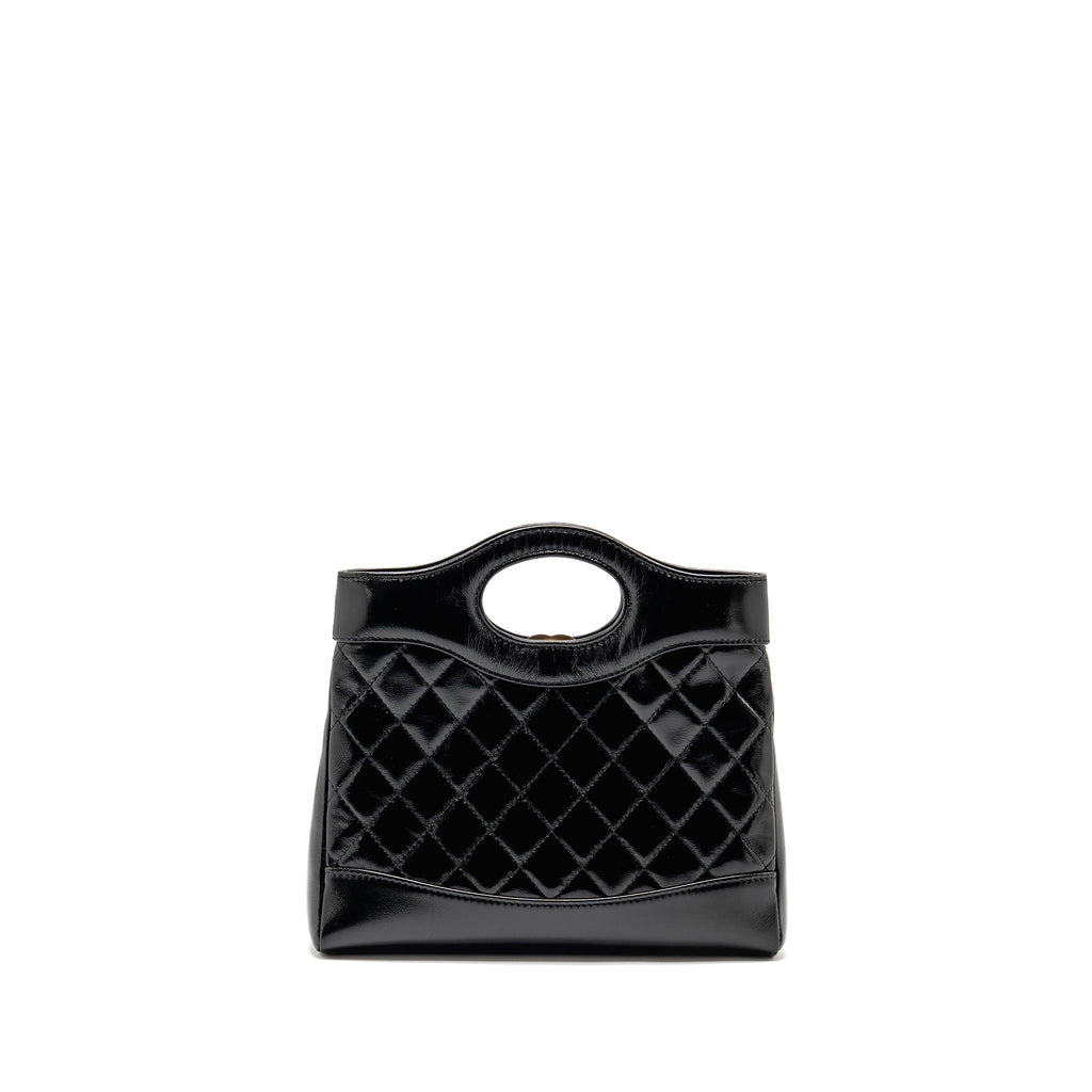 CHANEL 25P MINI 31 BAG SHINY LAMBSKIN BLACK LGHW (MICROCHIP)