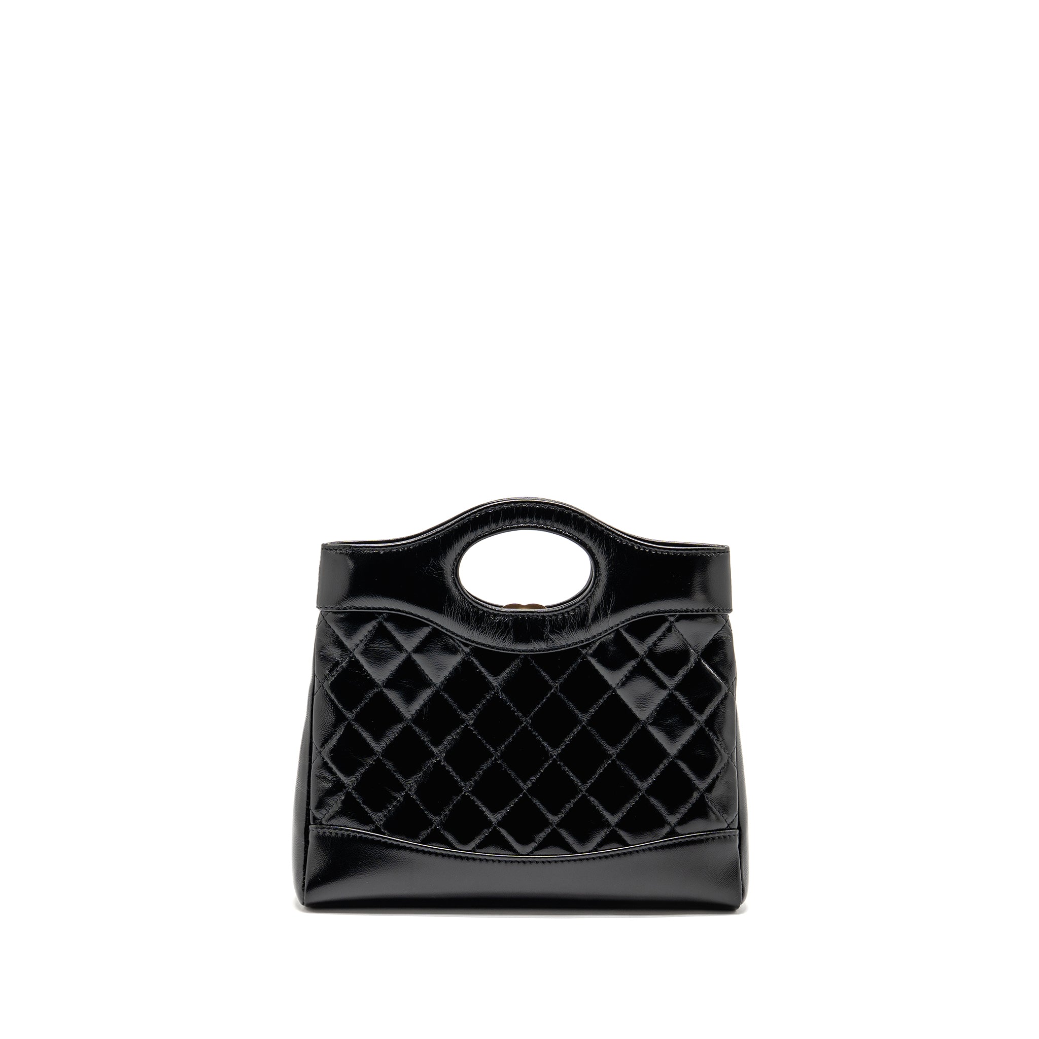 CHANEL 25P MINI 31 BAG SHINY LAMBSKIN BLACK LGHW (MICROCHIP)