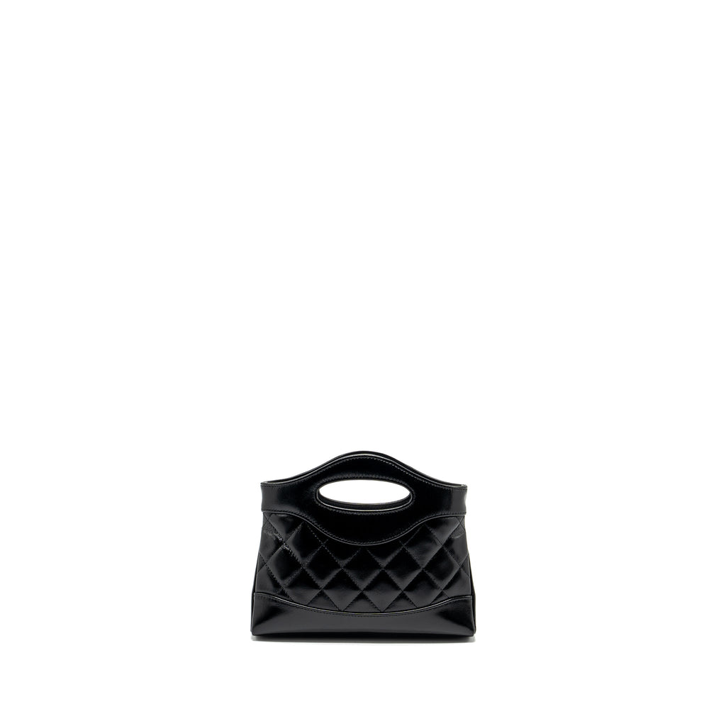 CHANEL 24S 31 MINI CLUTCH WITH CHAIN SHINY LAMBSKIN BLACK LGHW (MICROCHIP)